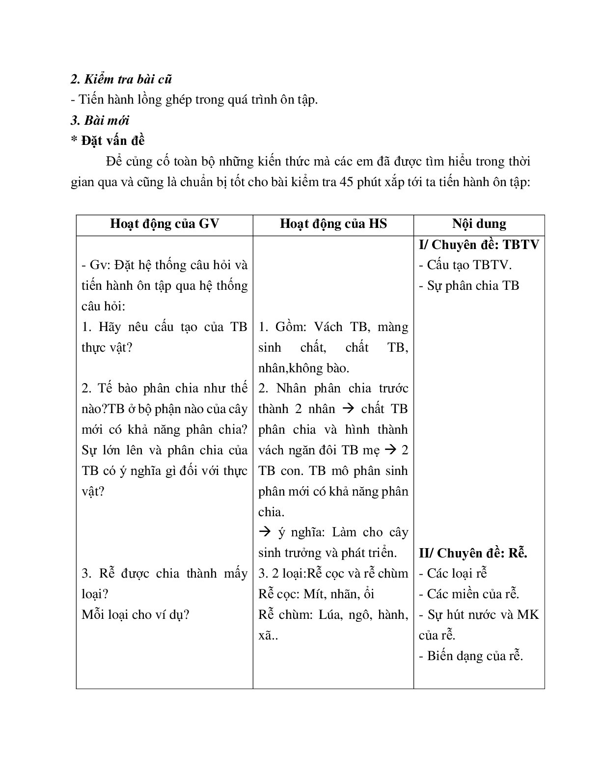 Giao Án Sinh Hoc 6 Ôn tập GHKI mới nhất - CV5555 (trang 2)