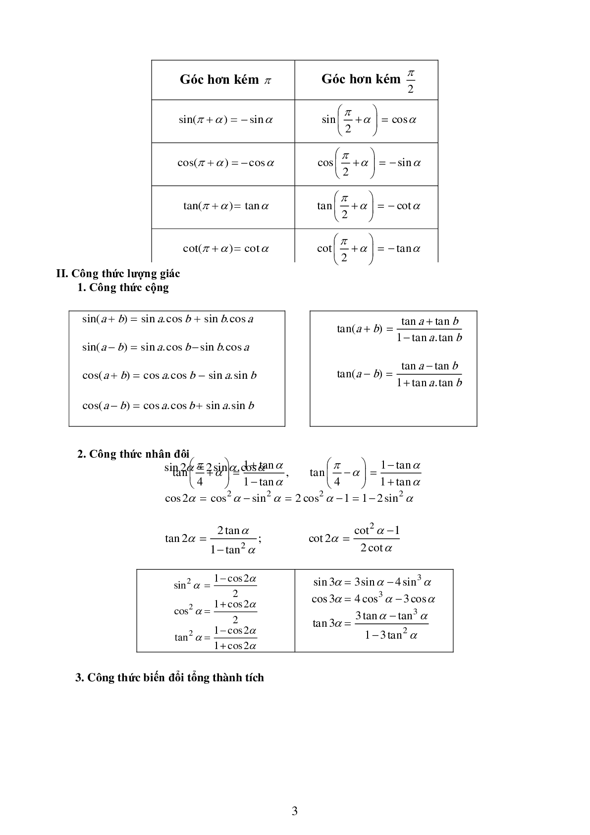 Chuyên đề Lượng giác môn Toán lớp 11 (trang 3)