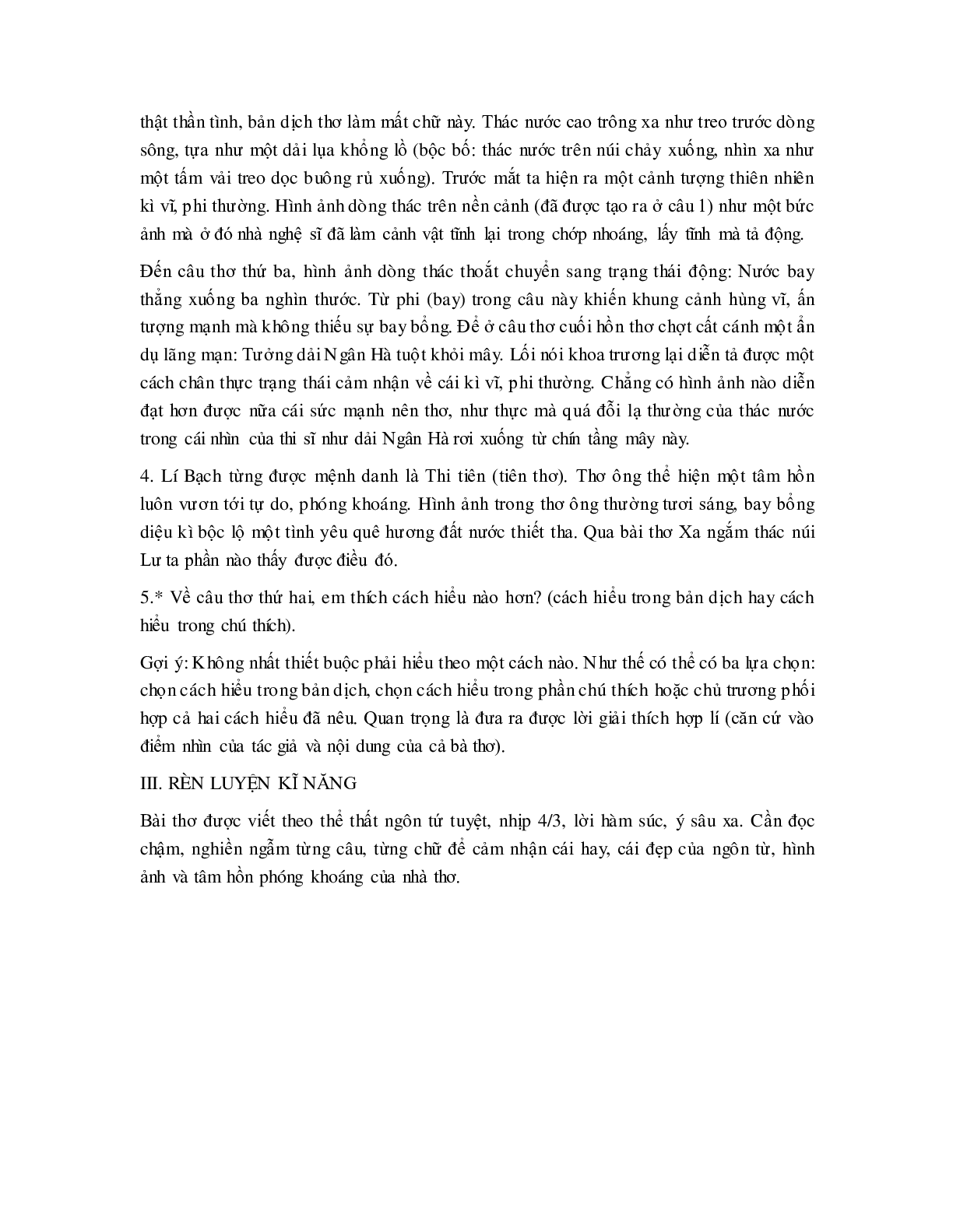Soạn bài Xa ngắm thác núi Lư - ngắn nhất Soạn văn 7 (trang 2)