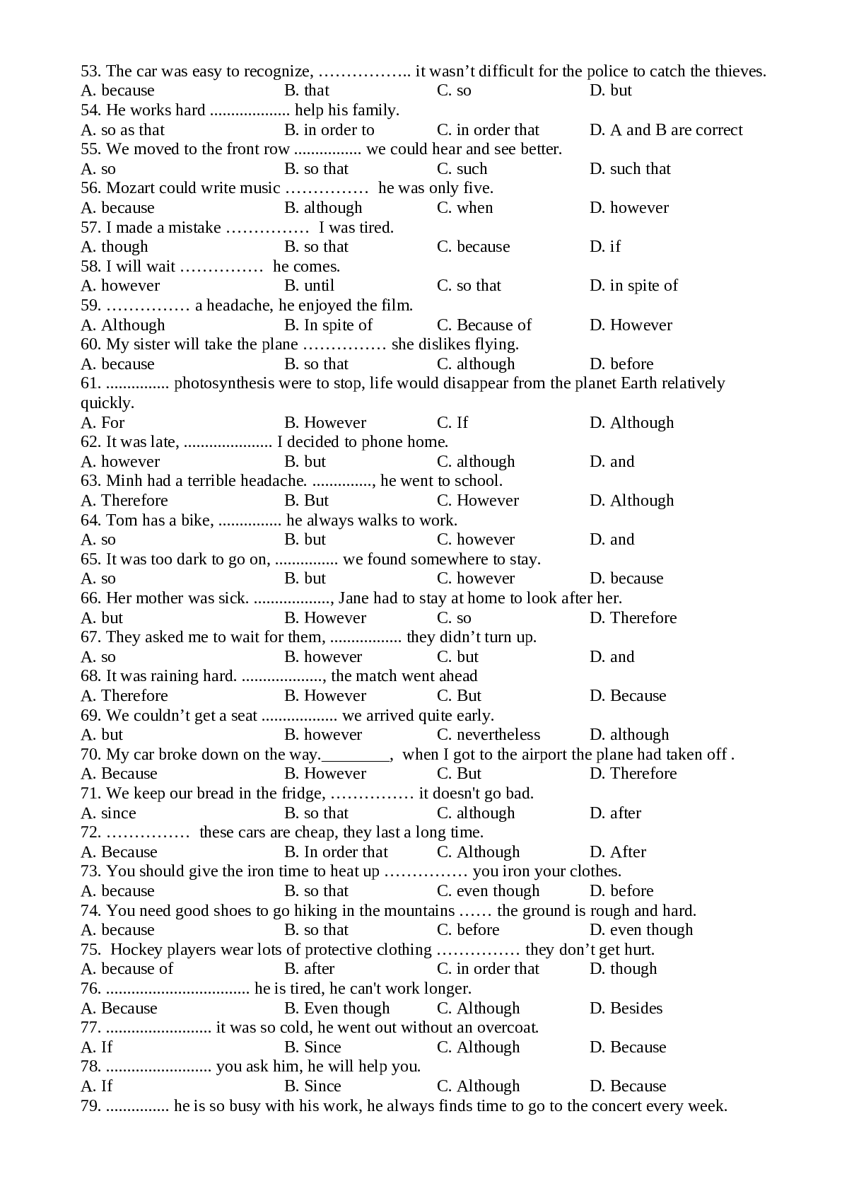 Bài tập chuyên đề mệnh đề trạng ngữ tiếng anh lớp 9 có đáp án (trang 3)