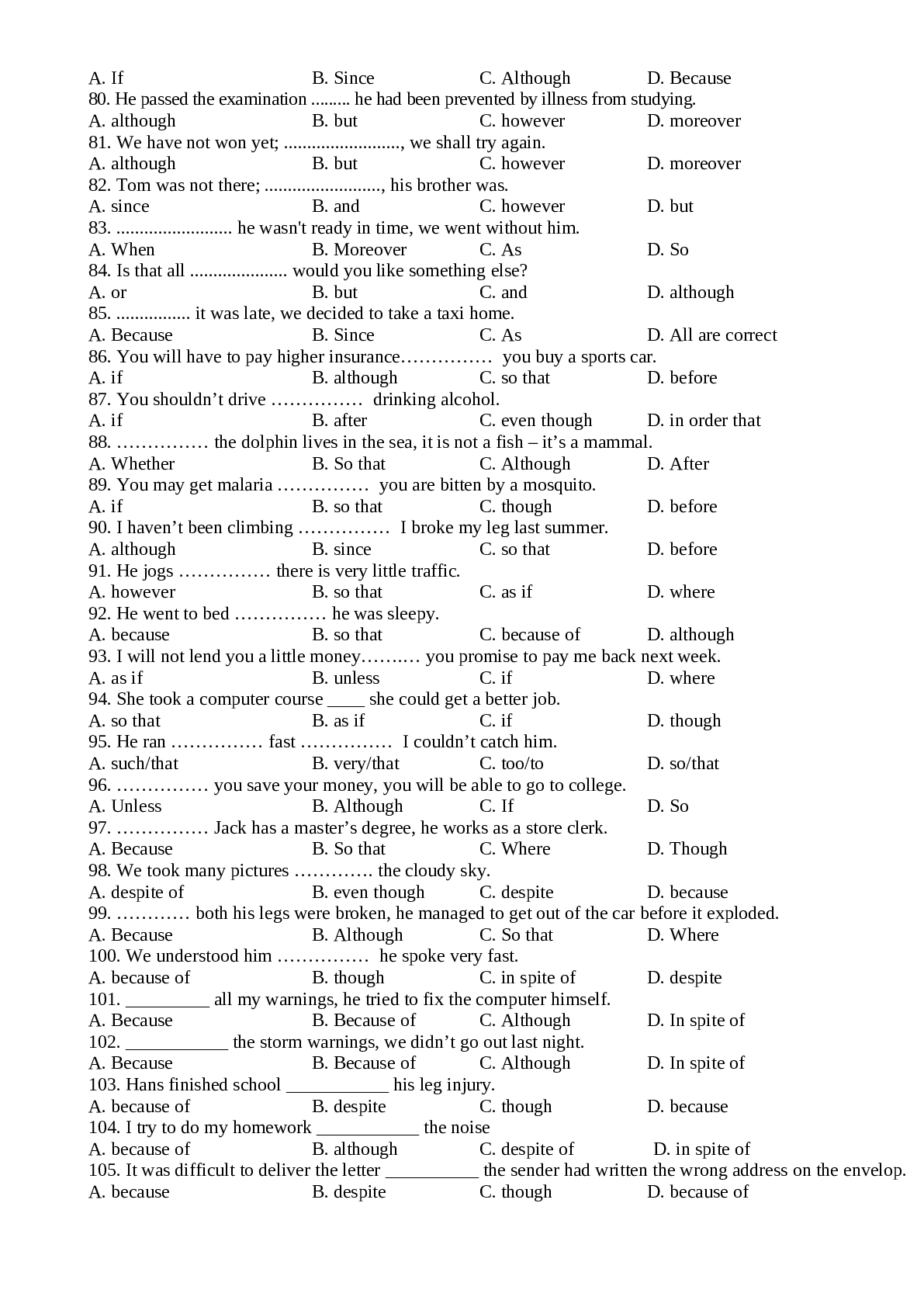 Bài tập chuyên đề mệnh đề trạng ngữ tiếng anh lớp 9 có đáp án (trang 4)