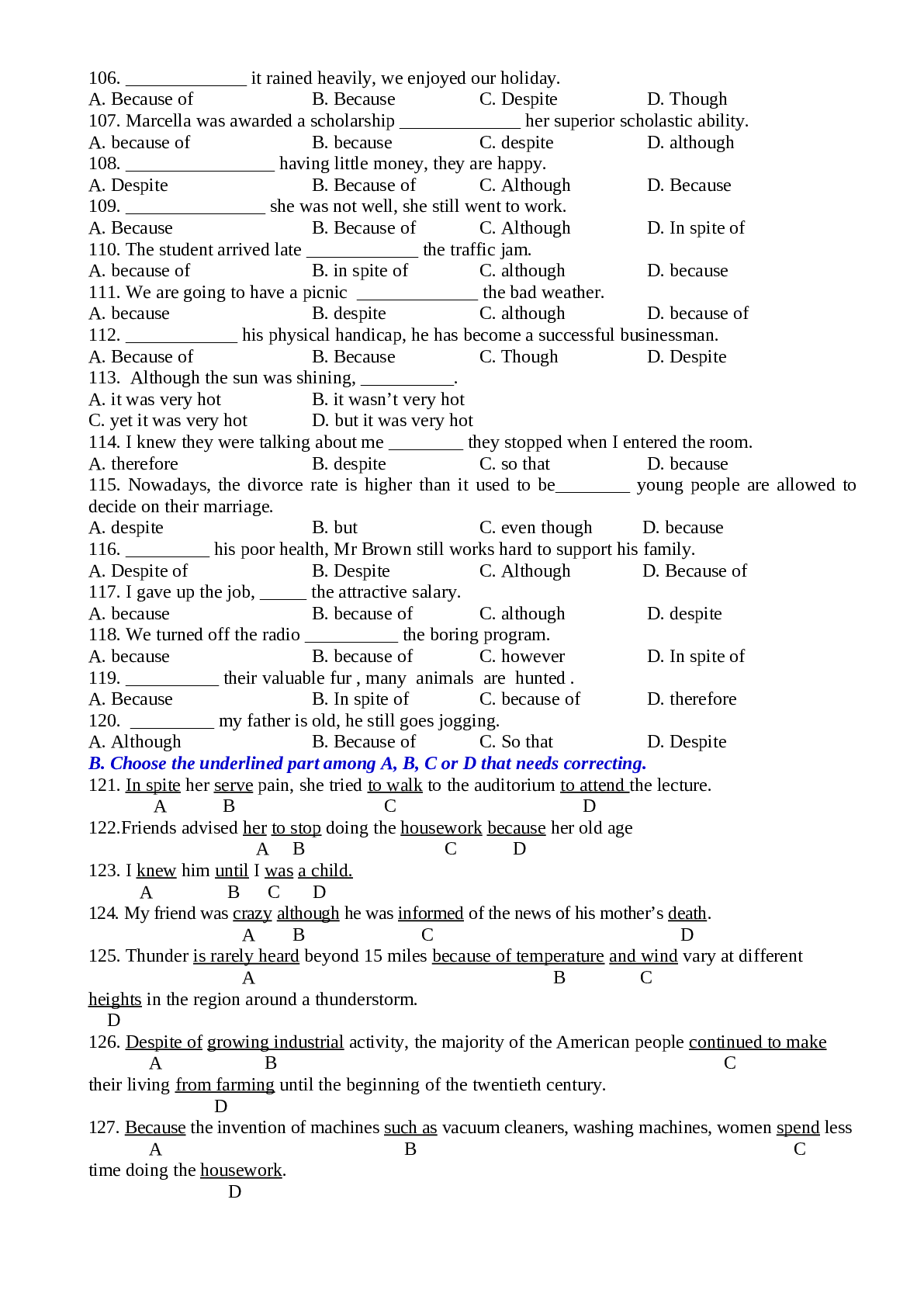 Bài tập chuyên đề mệnh đề trạng ngữ tiếng anh lớp 9 có đáp án (trang 5)