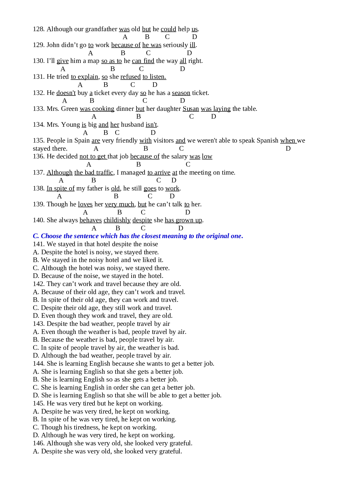 Bài tập chuyên đề mệnh đề trạng ngữ tiếng anh lớp 9 có đáp án (trang 6)