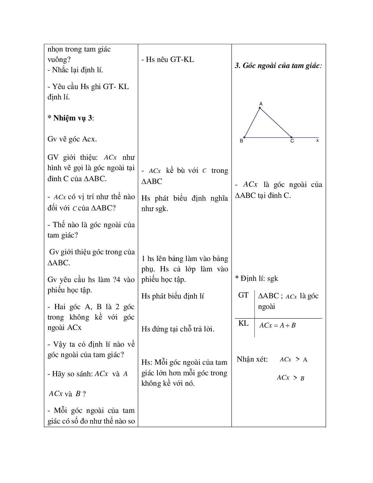 Giáo án Toán học 7 bài 1: Tổng ba góc của một tam giác (TT) hay nhất (trang 3)
