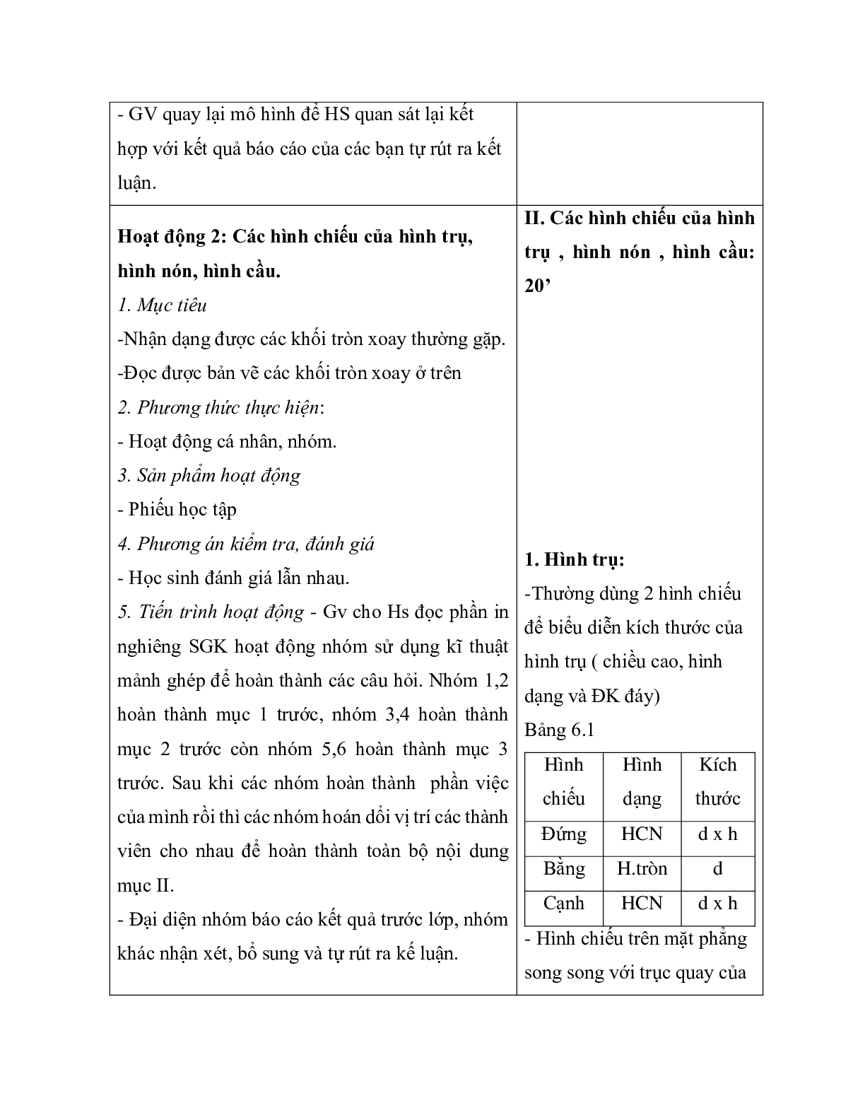 Giáo án Công Nghệ 8 Bài 6: Bản vẽ các khối tròn xoay mới nhất - CV5512 (trang 4)