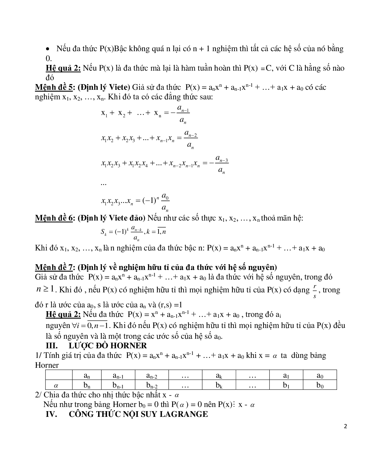 Chuyên đề bồi dưỡng học sinh giỏi toán đa thức (trang 2)