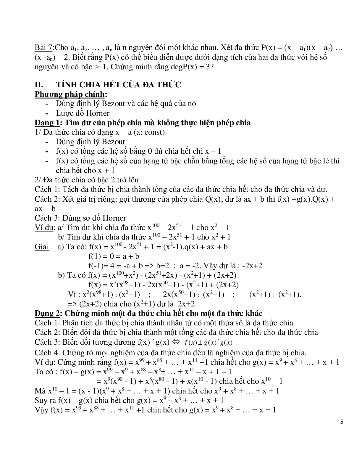 Chuyên đề bồi dưỡng học sinh giỏi toán đa thức (trang 5)