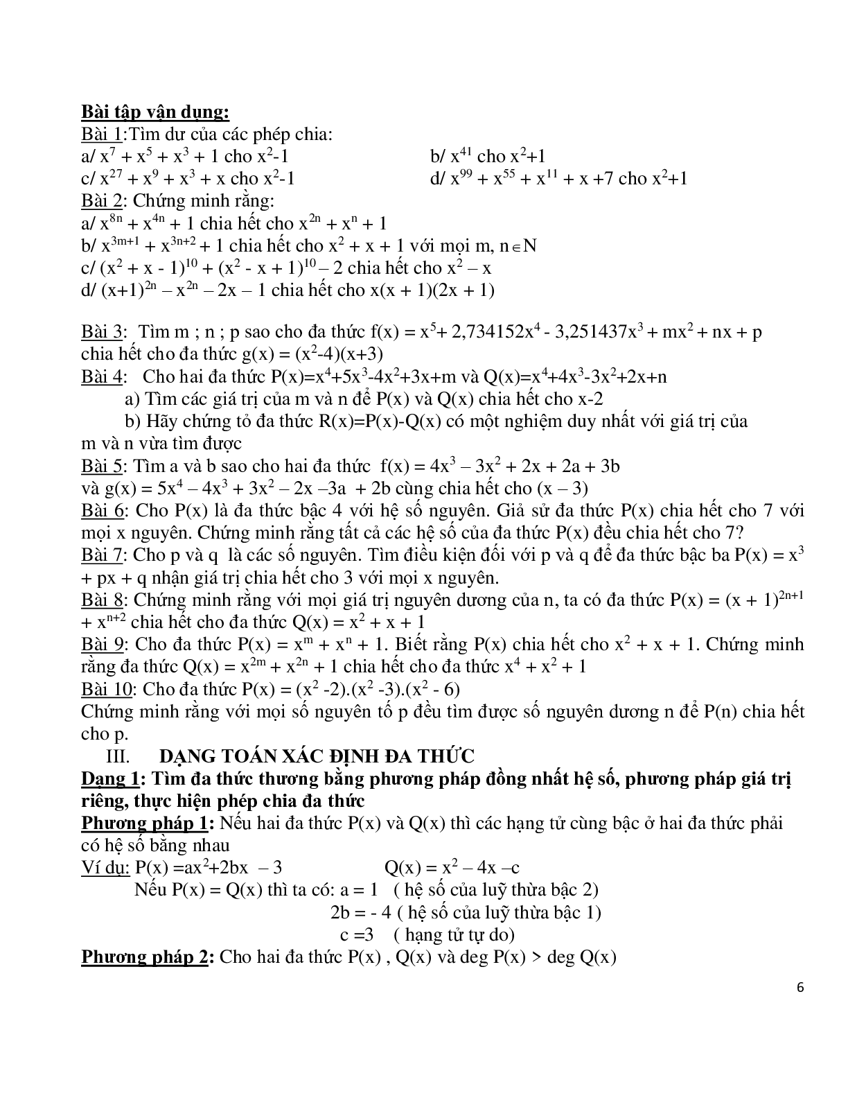 Chuyên đề bồi dưỡng học sinh giỏi toán đa thức (trang 6)