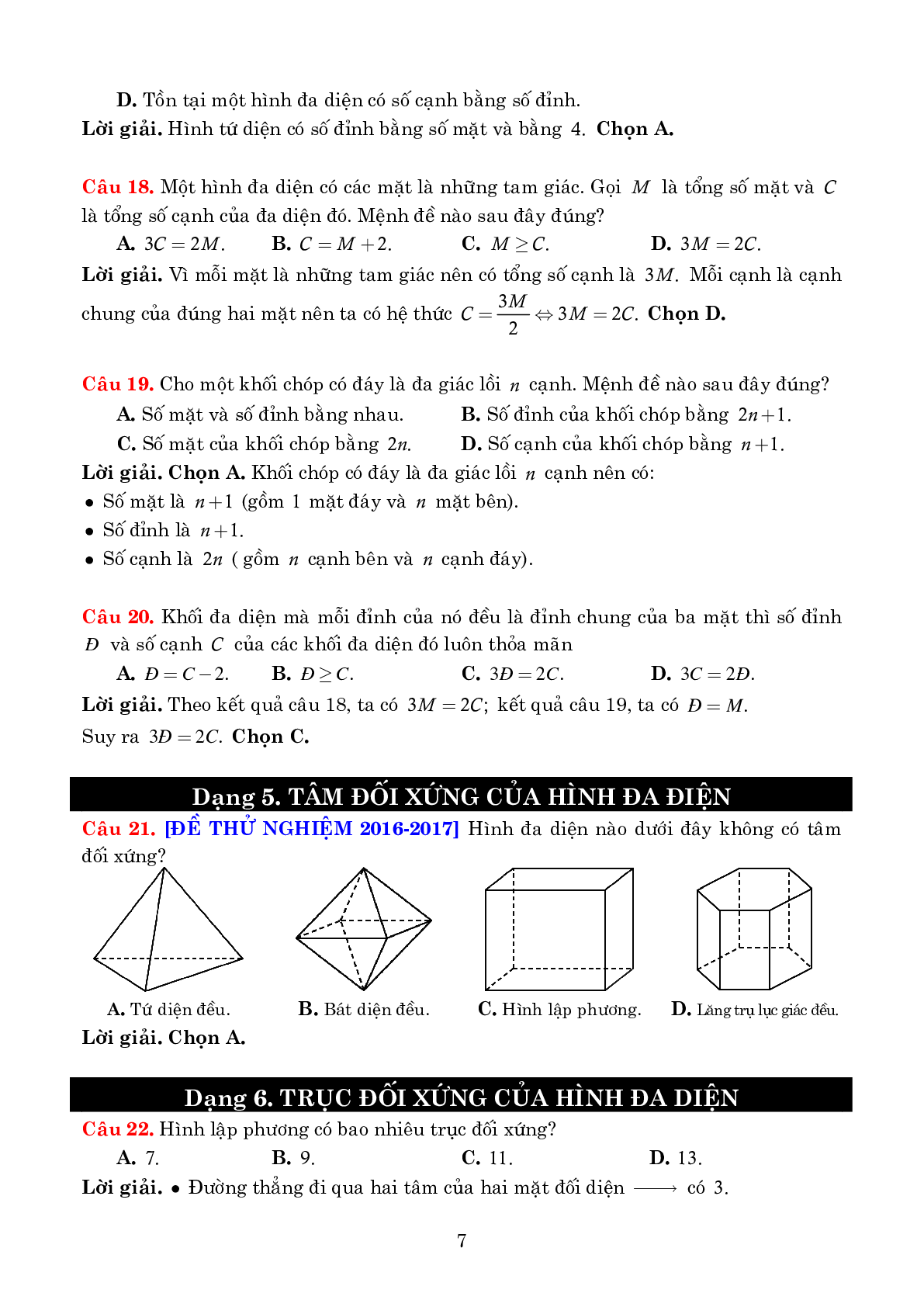 Lý thuyết và 135 câu trắc nghiệm về khối đa diện và thể tích - có đáp án chi tiết (trang 7)
