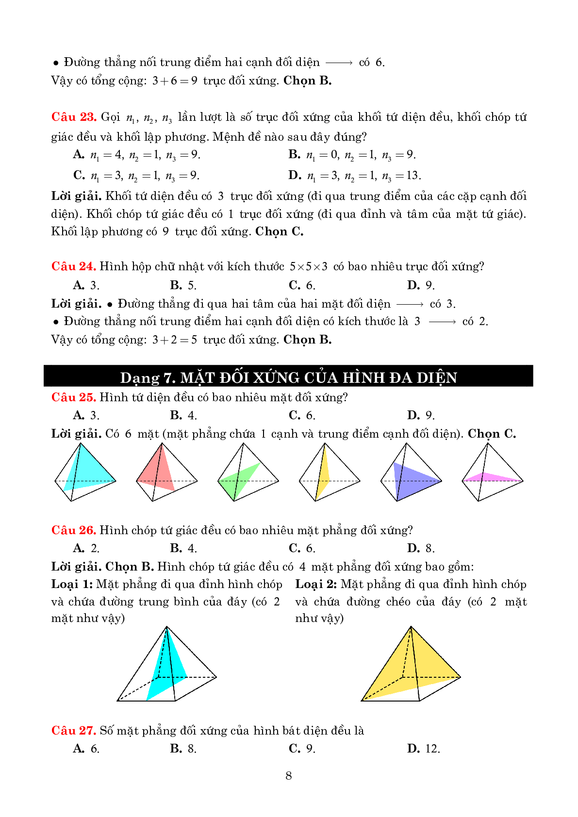 Lý thuyết và 135 câu trắc nghiệm về khối đa diện và thể tích - có đáp án chi tiết (trang 8)