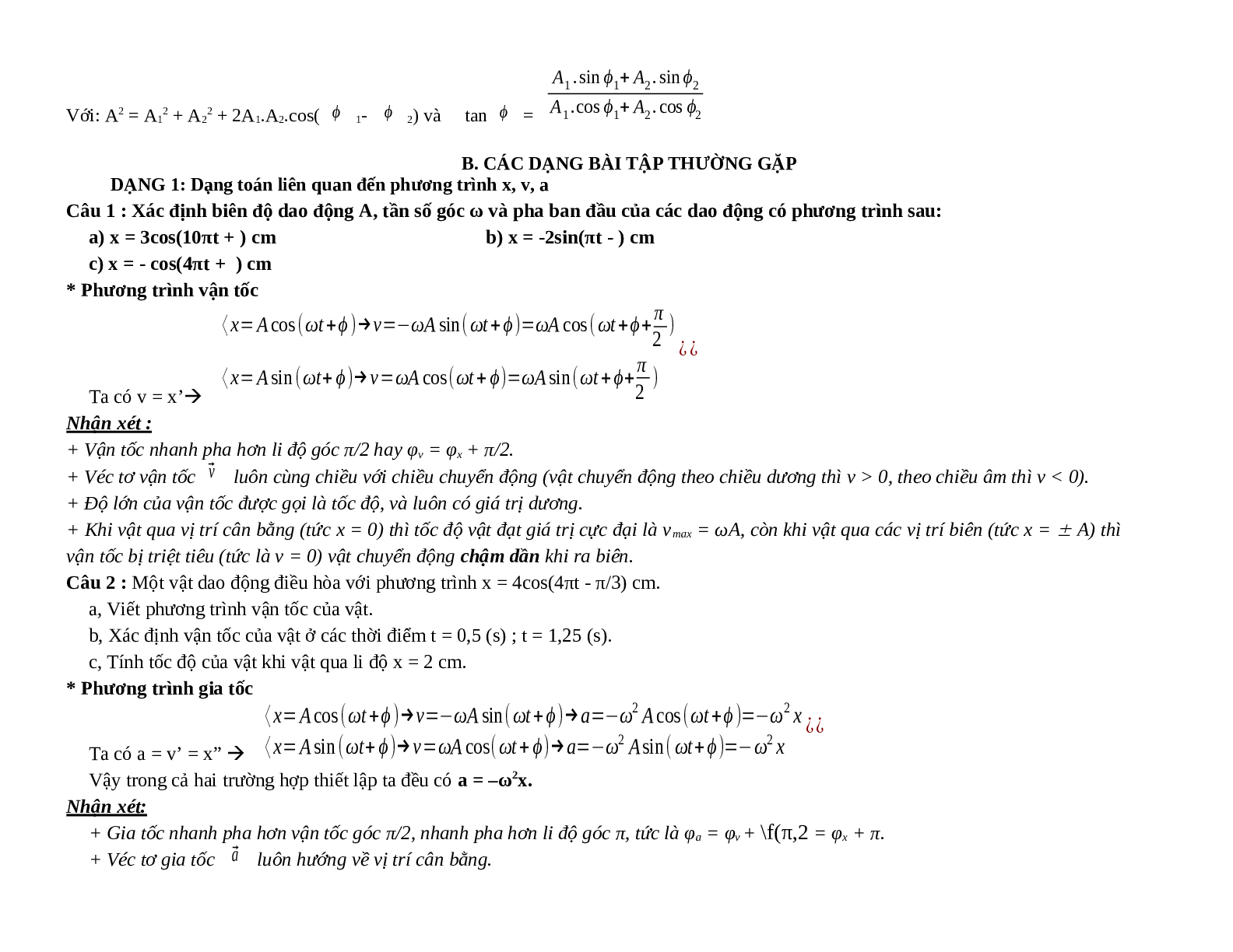 Lý thuyết, bài tập về dao động cơ chọn lọc, có đáp án - Vật lí 12 (trang 6)