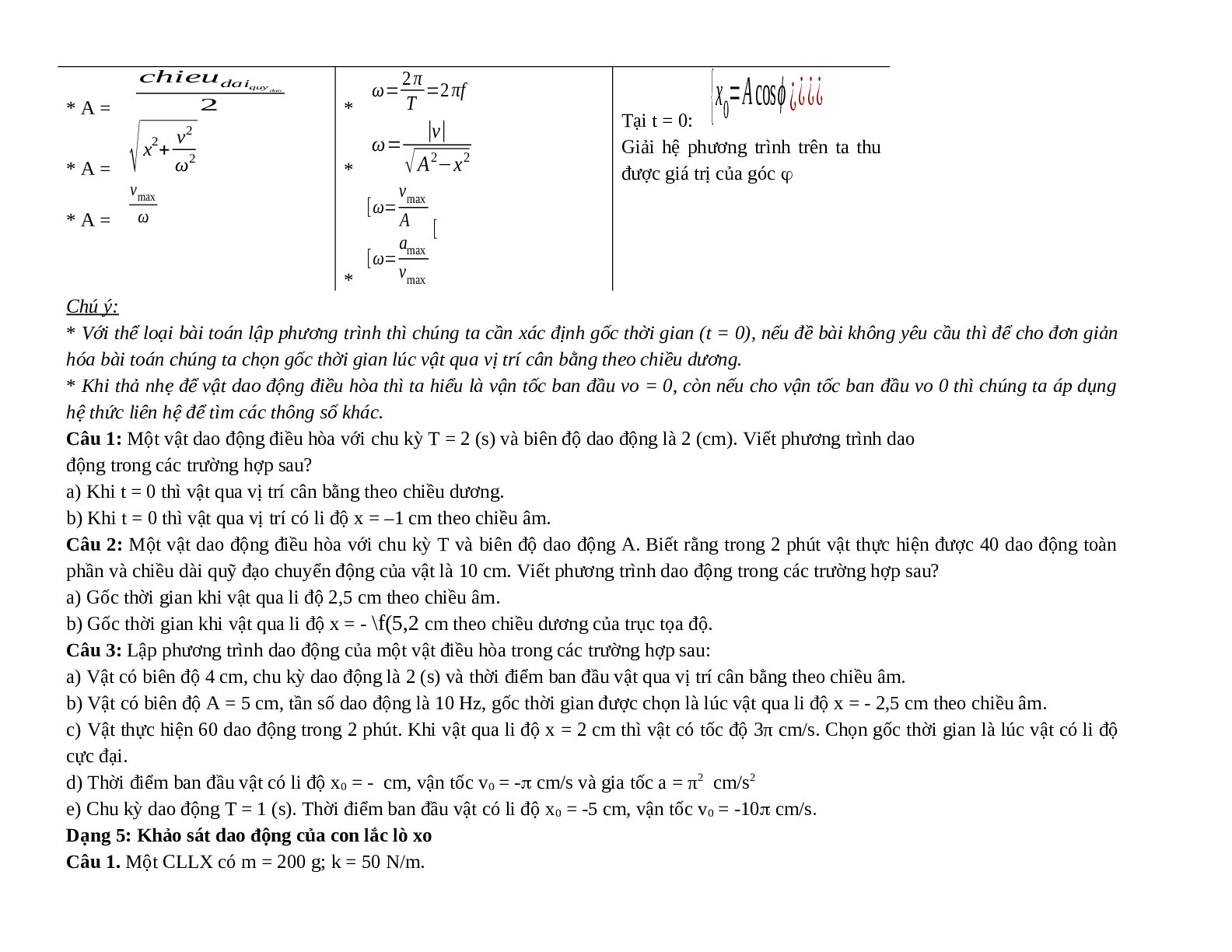 Lý thuyết, bài tập về dao động cơ chọn lọc, có đáp án - Vật lí 12 (trang 9)