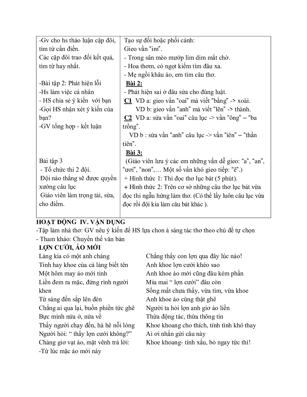 Giáo án ngữ văn lớp 7 Tuần 15 Tiết 60: Tập làm thơ lục bát mới nhất (trang 3)