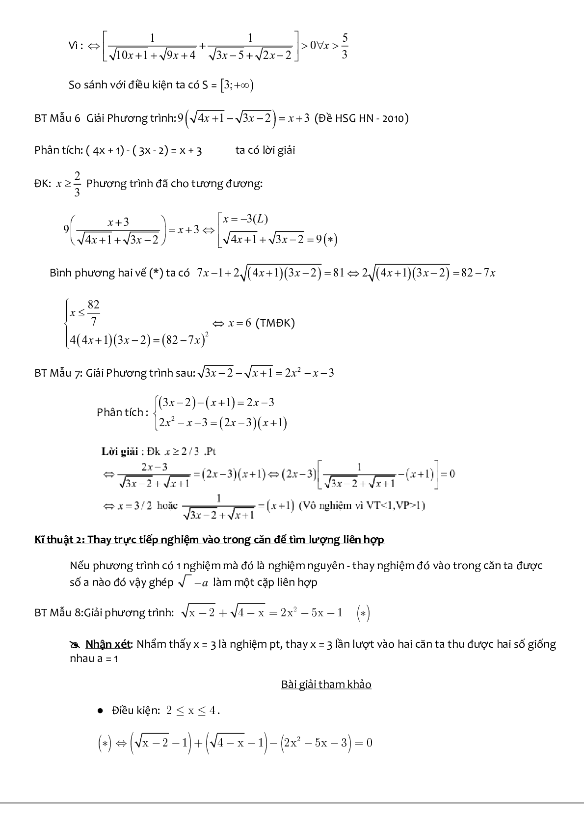 Kỹ thuật liên hợp giải phương trình chứa căn (trang 5)