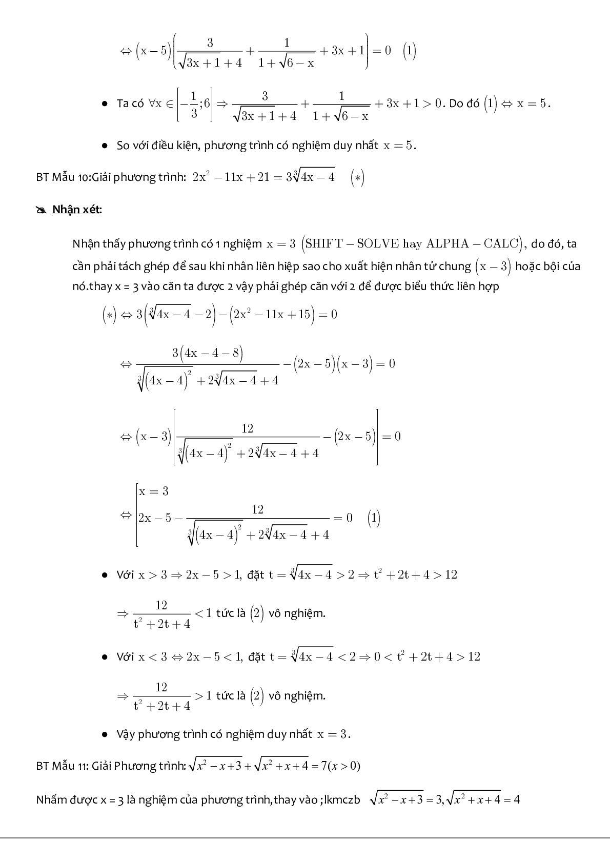 Kỹ thuật liên hợp giải phương trình chứa căn (trang 7)