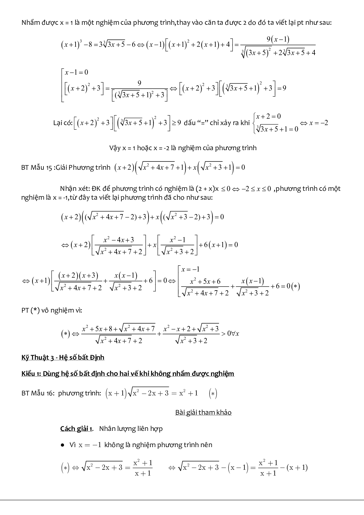 Kỹ thuật liên hợp giải phương trình chứa căn (trang 9)