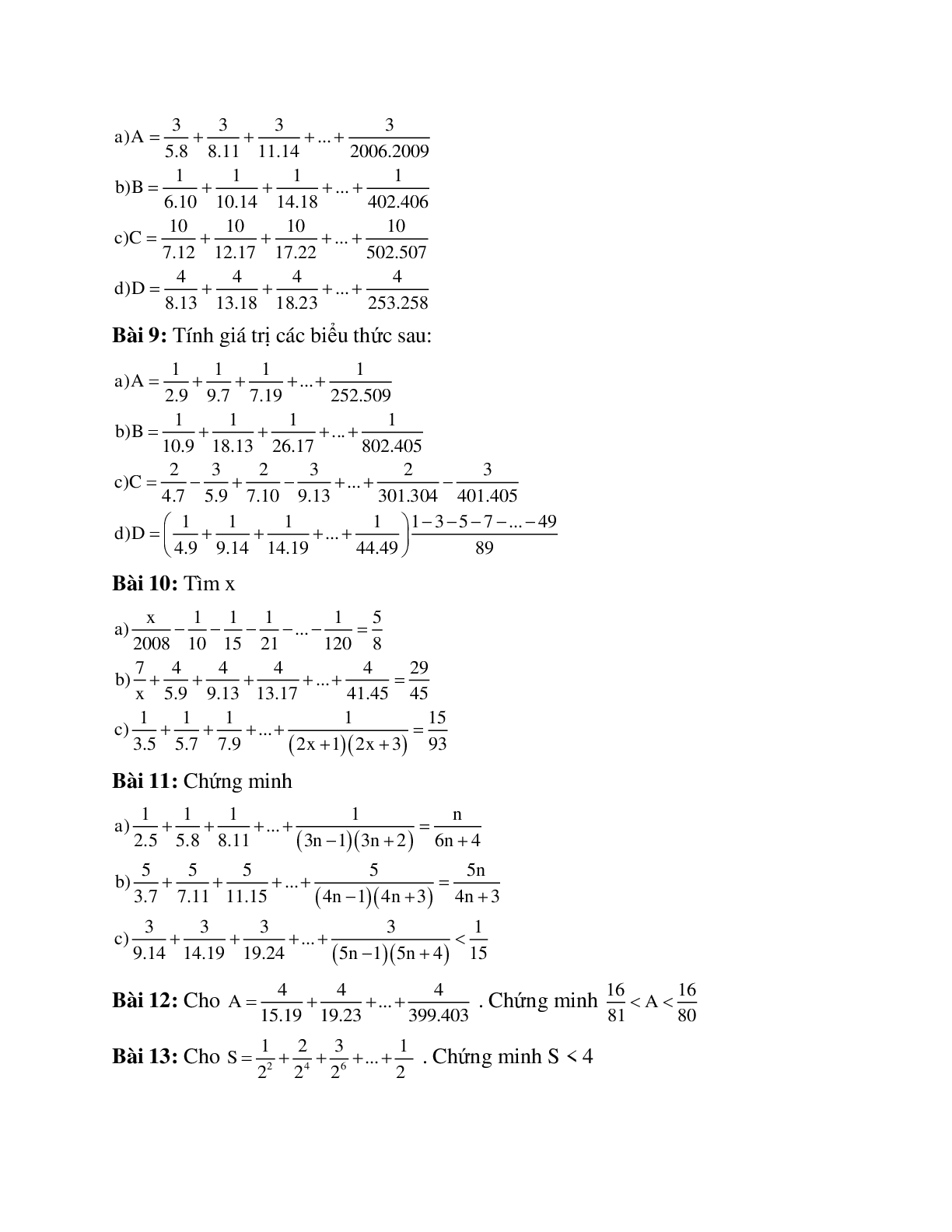 Phương pháp giải và bài tập về Các bài toán tính tổng theo quy luật đầy đủ chọn lọc (trang 4)