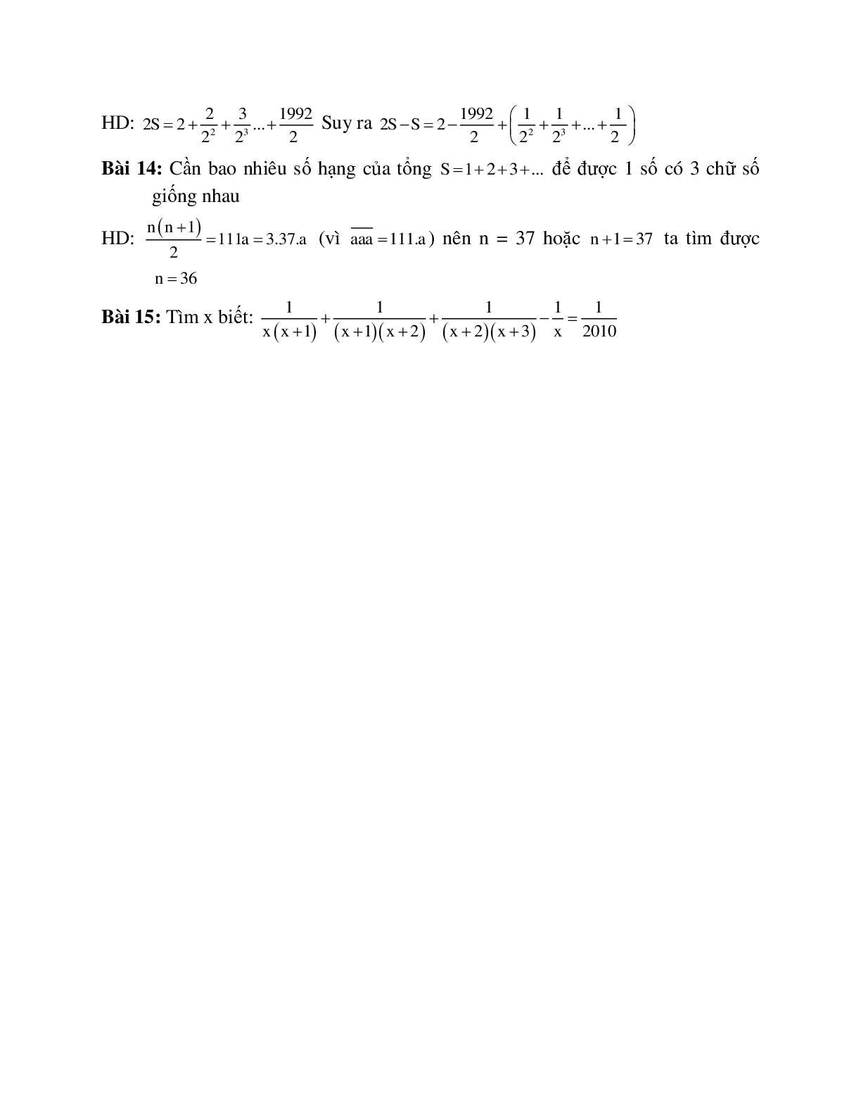 Phương pháp giải và bài tập về Các bài toán tính tổng theo quy luật đầy đủ chọn lọc (trang 5)
