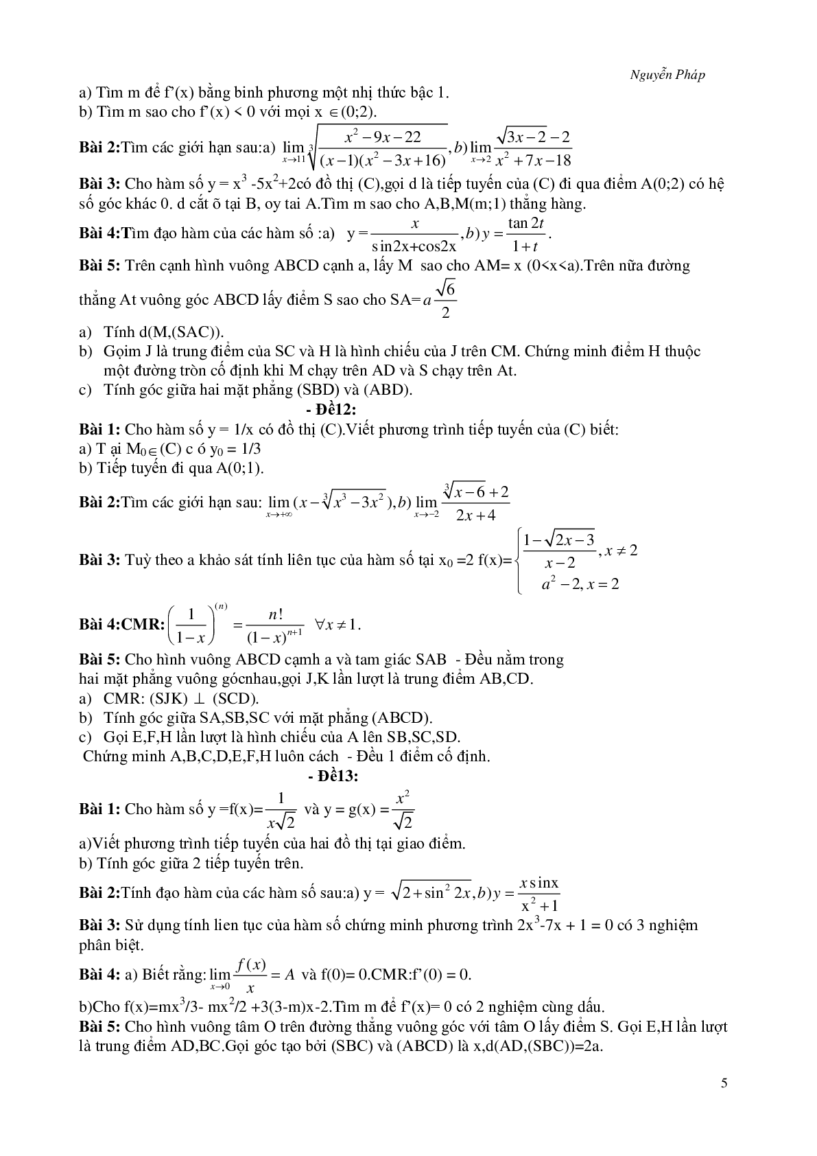 Bộ 22 đề thi HK2 môn Toán lớp 11 (trang 5)