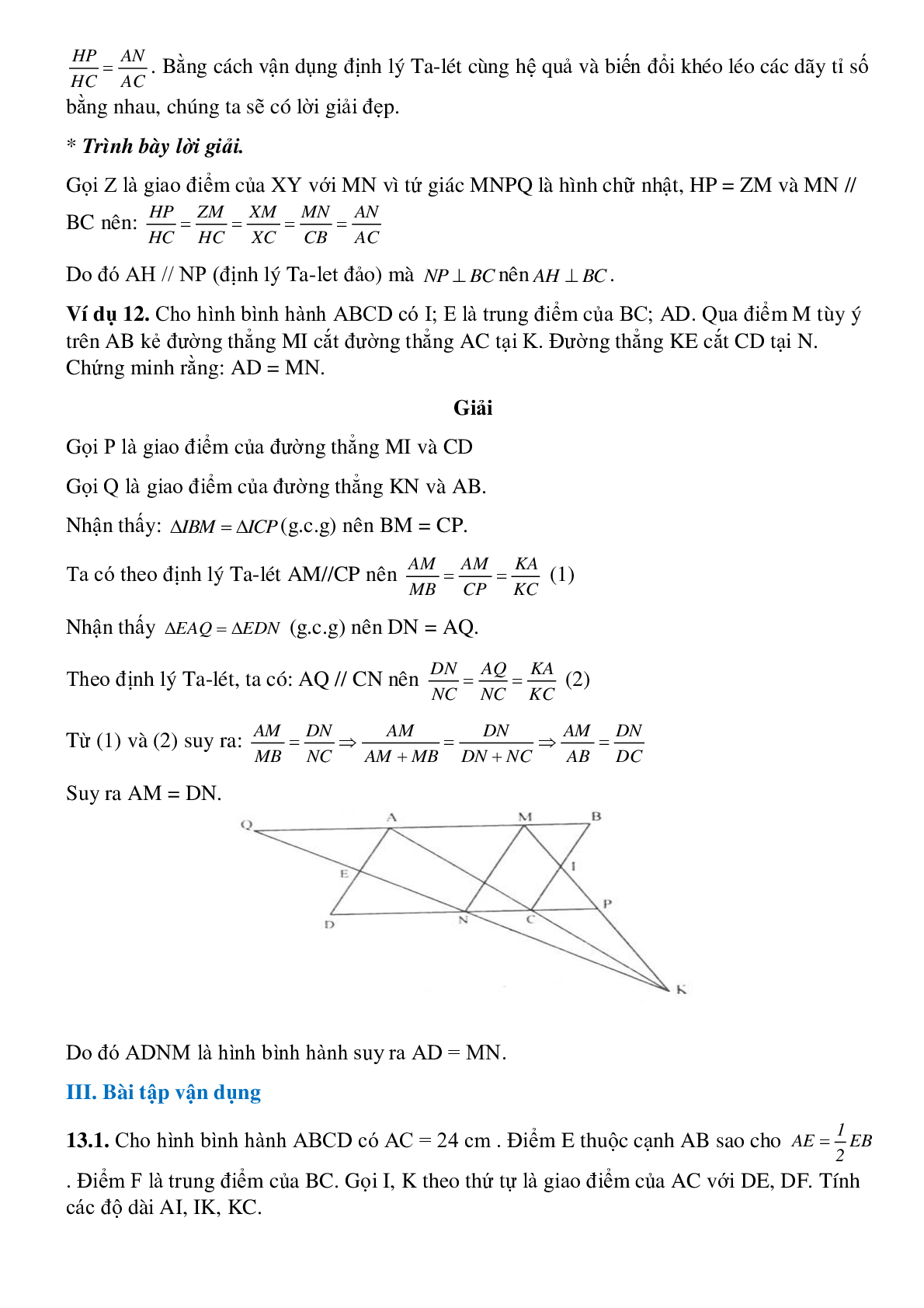 Định lý Ta-lét trong tam giác (trang 9)