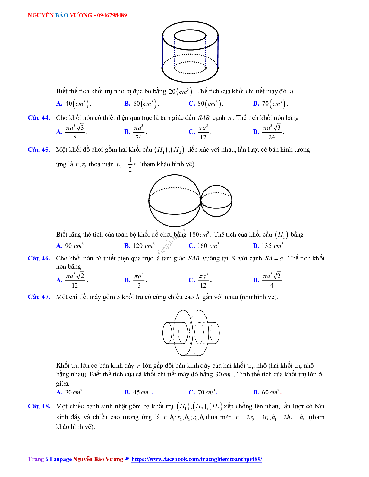 Phương pháp giải về Mặt nón, mặt trụ, mặt cầu 2023 (lý thuyết và bài tập) (trang 6)