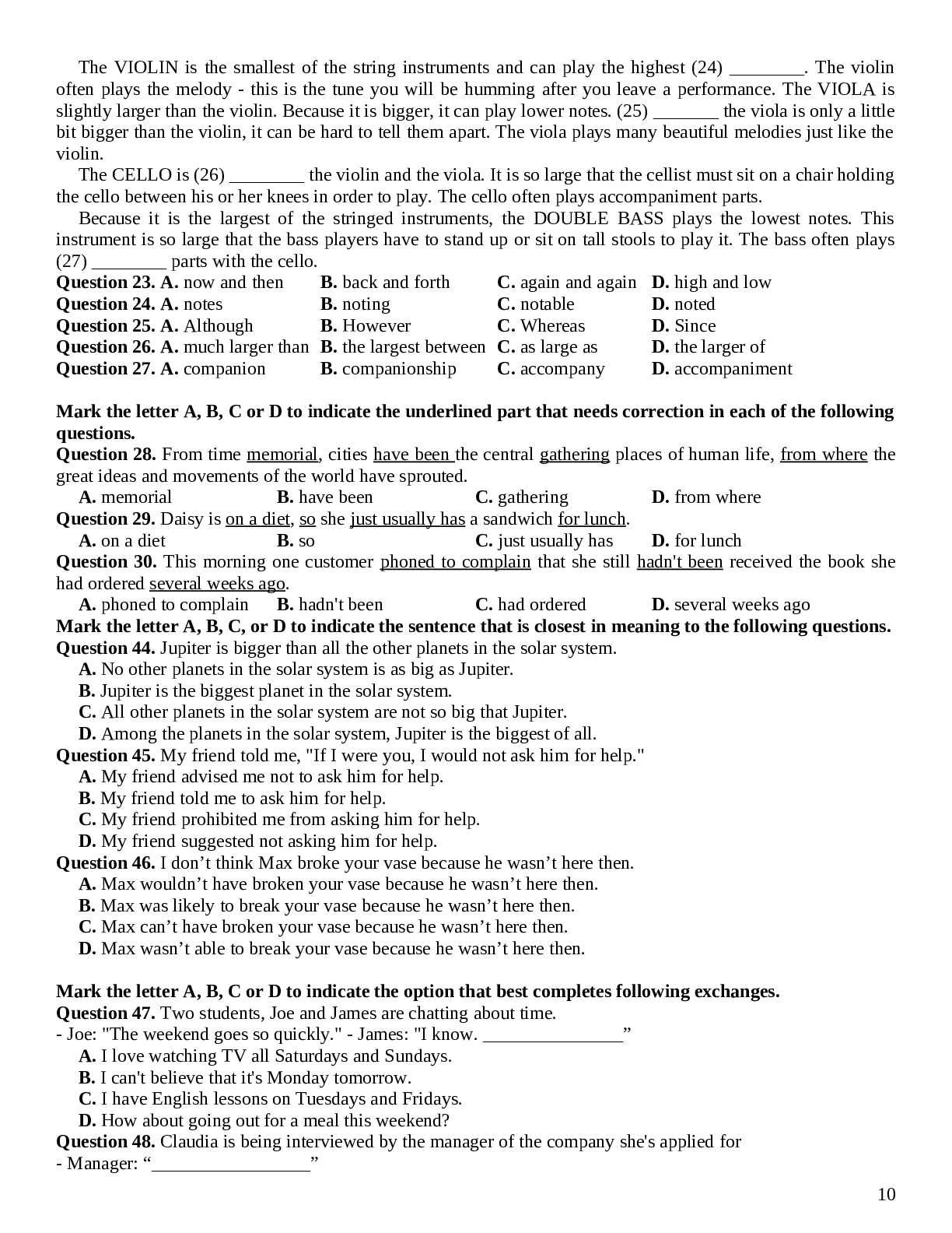 Bộ 15 đề ôn tập Tiếng Anh 12 chọn lọc (trang 10)