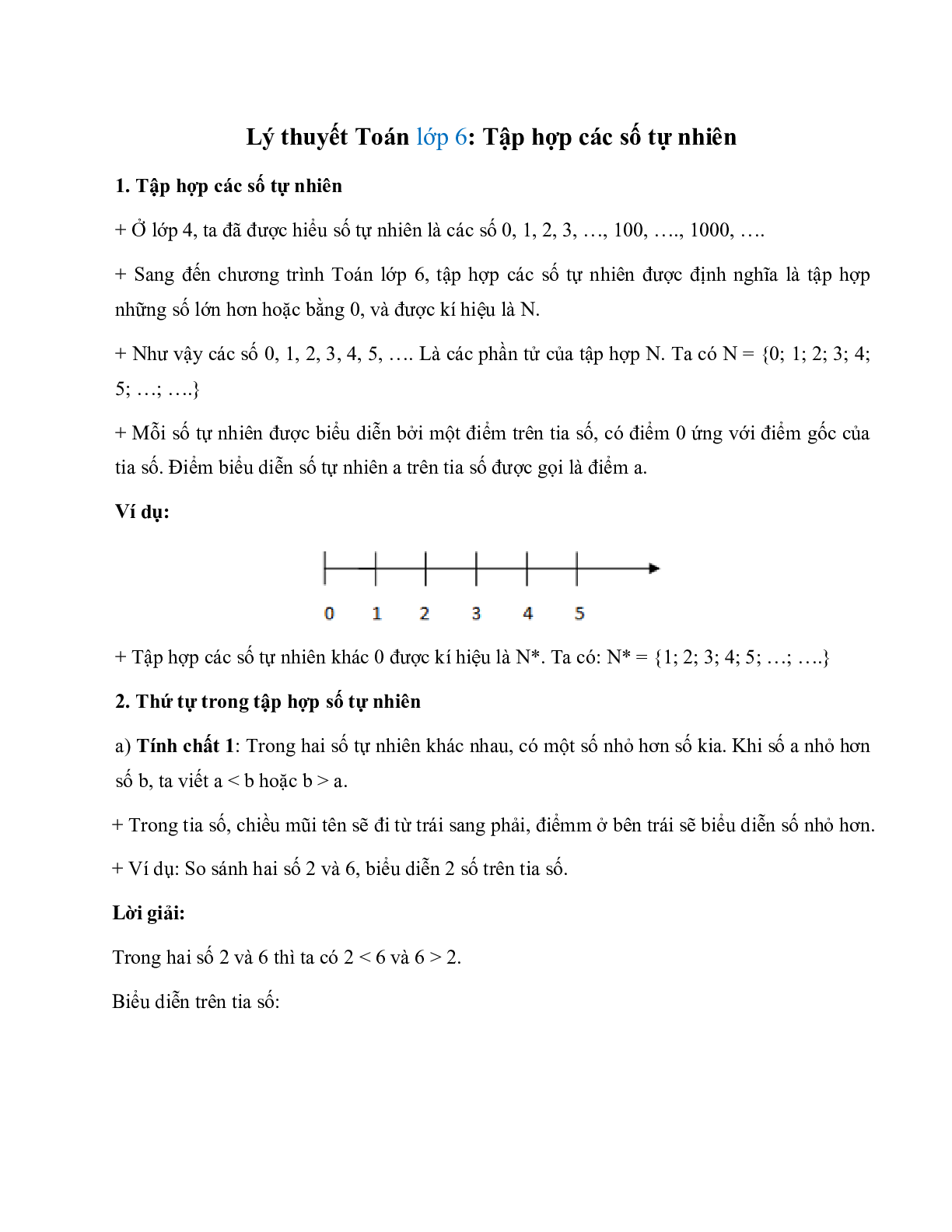 Lý thuyết Toán lớp 6 Bài 2: Tập hợp các số tự nhiên (trang 1)