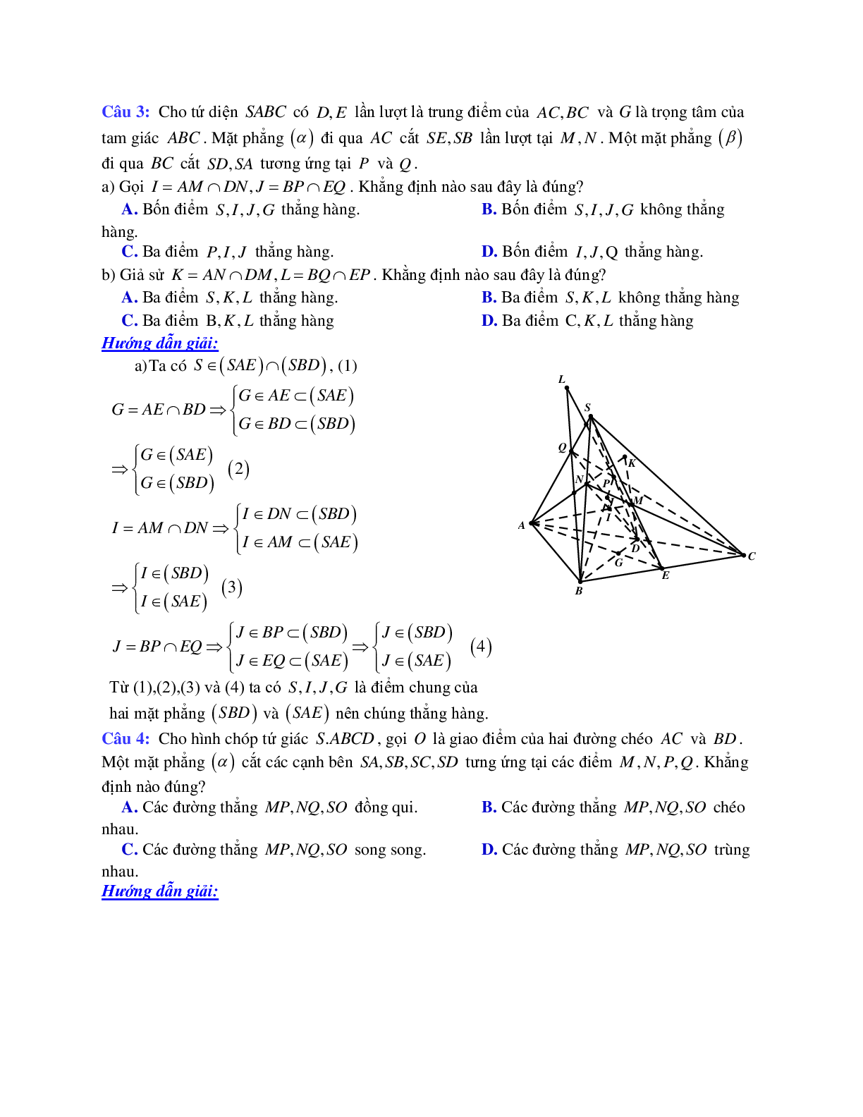 Cách chứng minh ba điểm thẳng hàng, ba đường thẳng đồng quy trong không gian (trang 3)