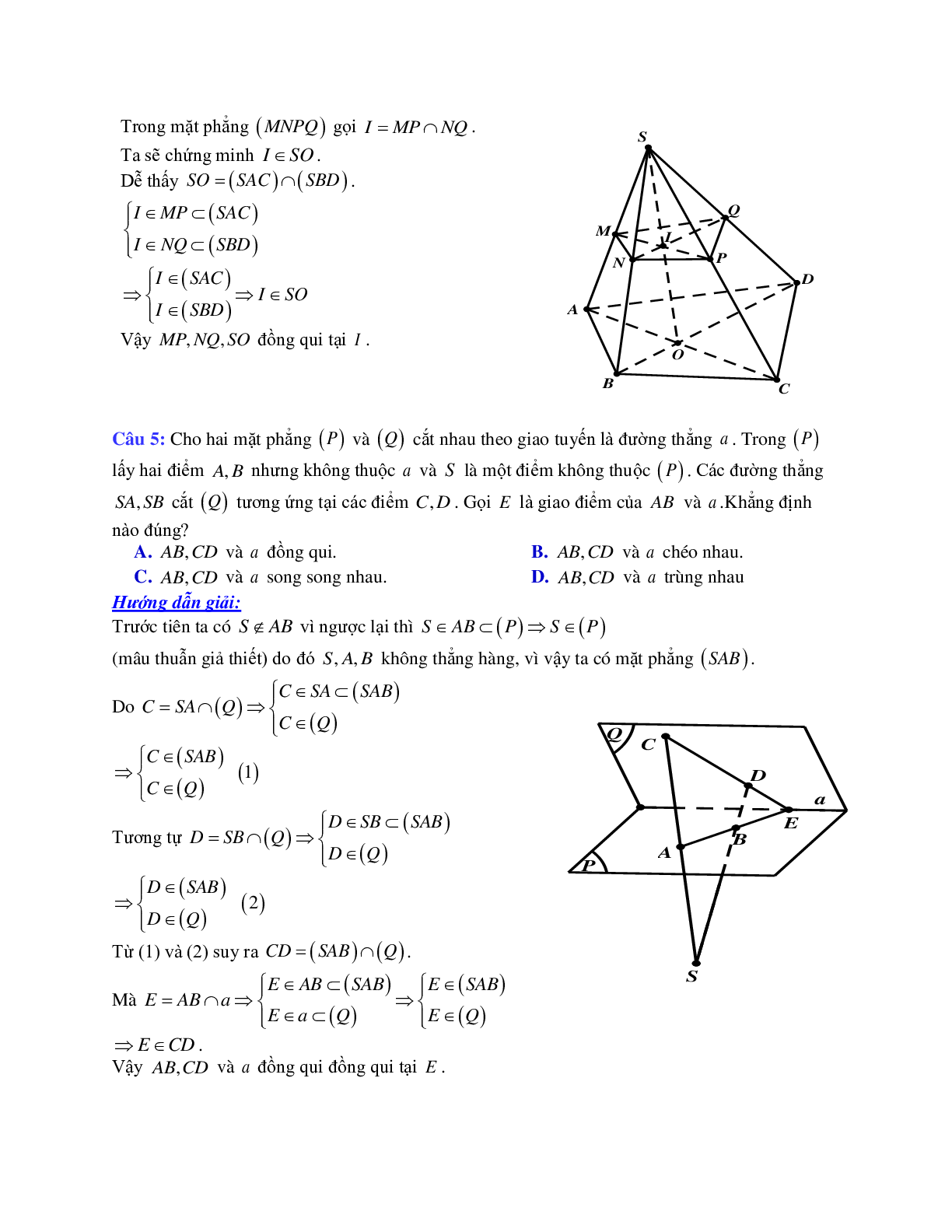 Cách chứng minh ba điểm thẳng hàng, ba đường thẳng đồng quy trong không gian (trang 4)