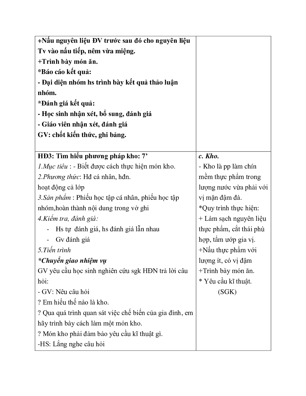 GIÁO ÁN CÔNG NGHỆ 6 BÀI 18 : CÁC PHƯƠNG PHÁP CHẾ BIẾN THỰC PHẨM (T1) MỚI NHẤT (trang 8)