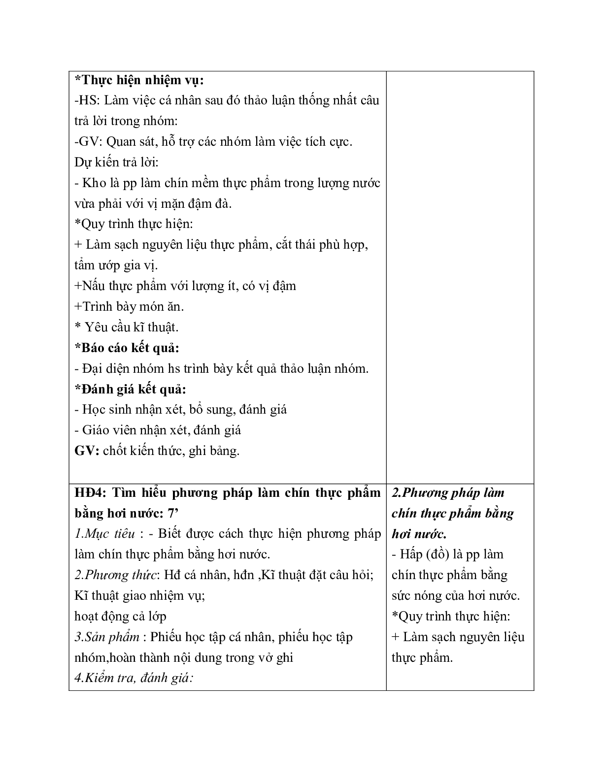 GIÁO ÁN CÔNG NGHỆ 6 BÀI 18 : CÁC PHƯƠNG PHÁP CHẾ BIẾN THỰC PHẨM (T1) MỚI NHẤT (trang 9)