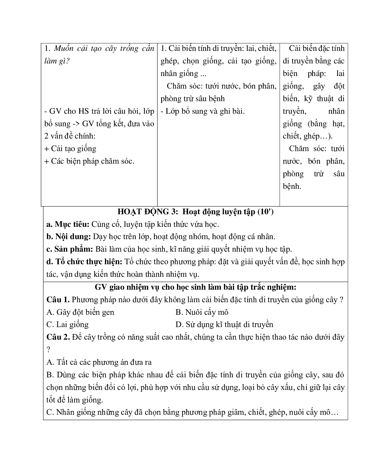 Giáo án Sinh học 6 Bài 45: Nguồn gốc cây trồng mới nhất - CV5555 (trang 5)