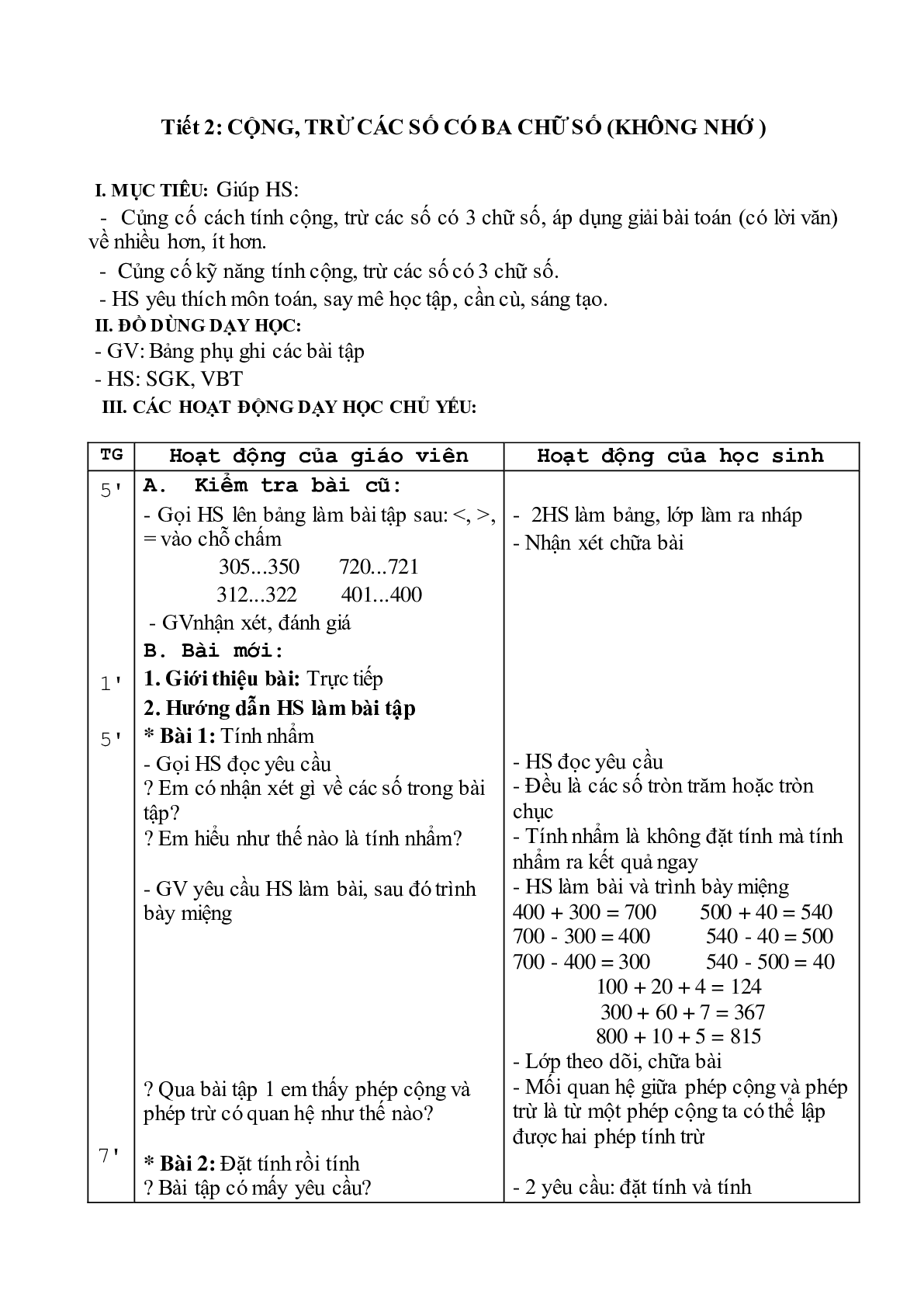 Giáo án Toán lớp 3 tuần 1 mới nhất (trang 3)