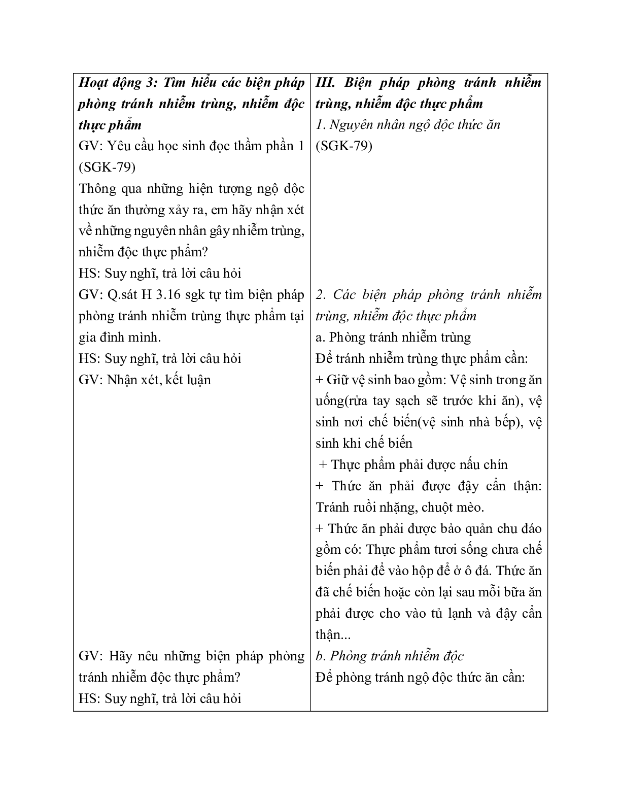 GIÁO ÁN CÔNG NGHỆ 6 BÀI 20: VỆ SINH AN TOÀN THỰC PHẨM (T2) MỚI NHẤT – CV5512 (trang 2)