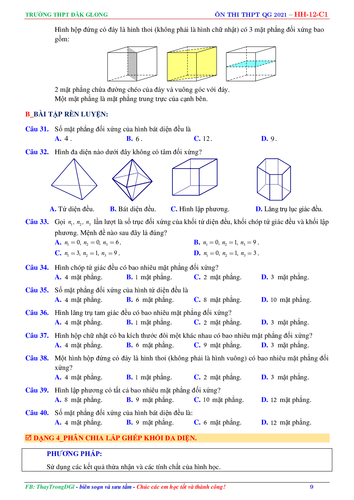 Chuyên đề hình học 12: Khối đa diện (trang 9)