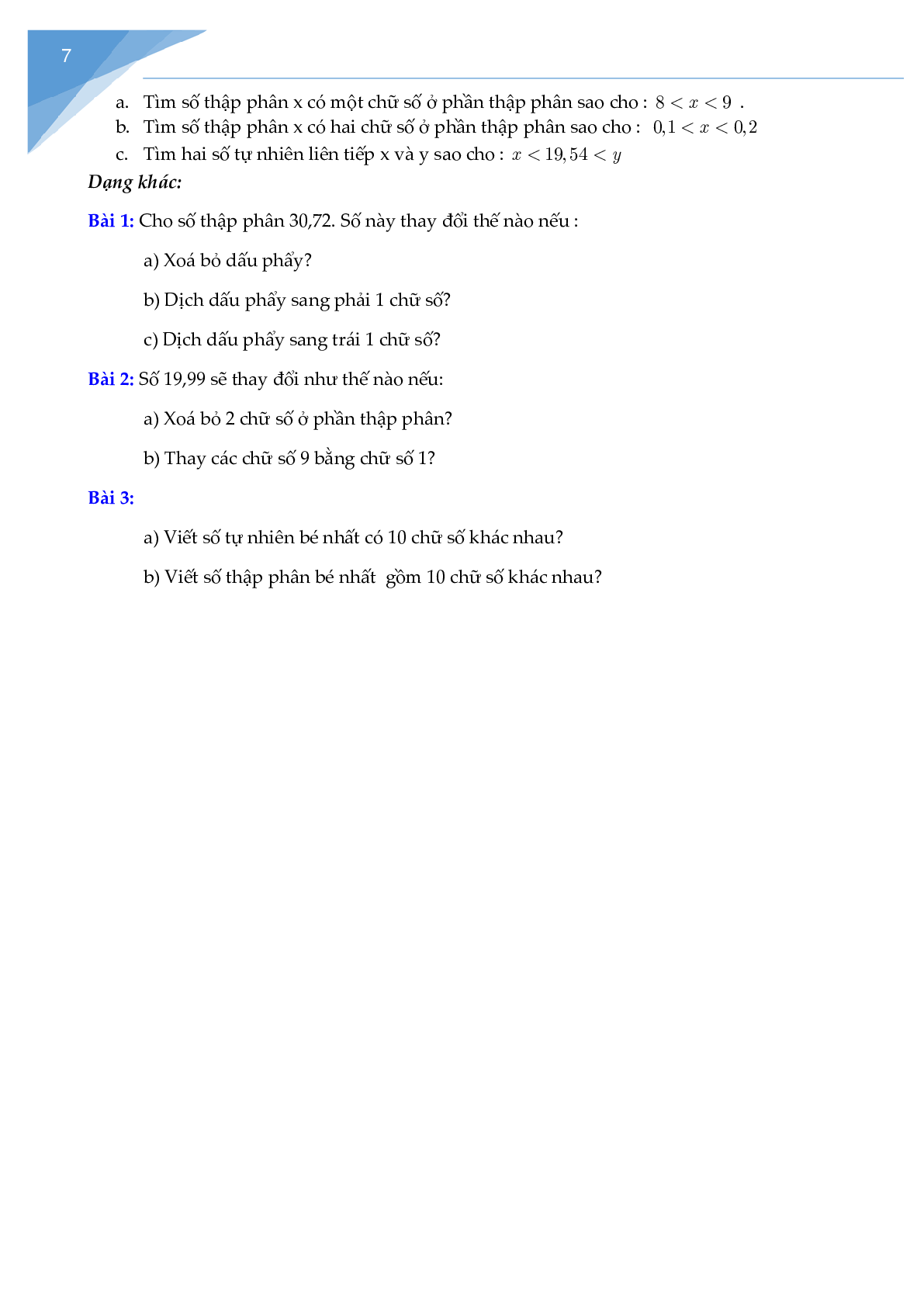 Ôn tập hè Toán lớp 5 lên lớp 6 có đáp án (trang 7)