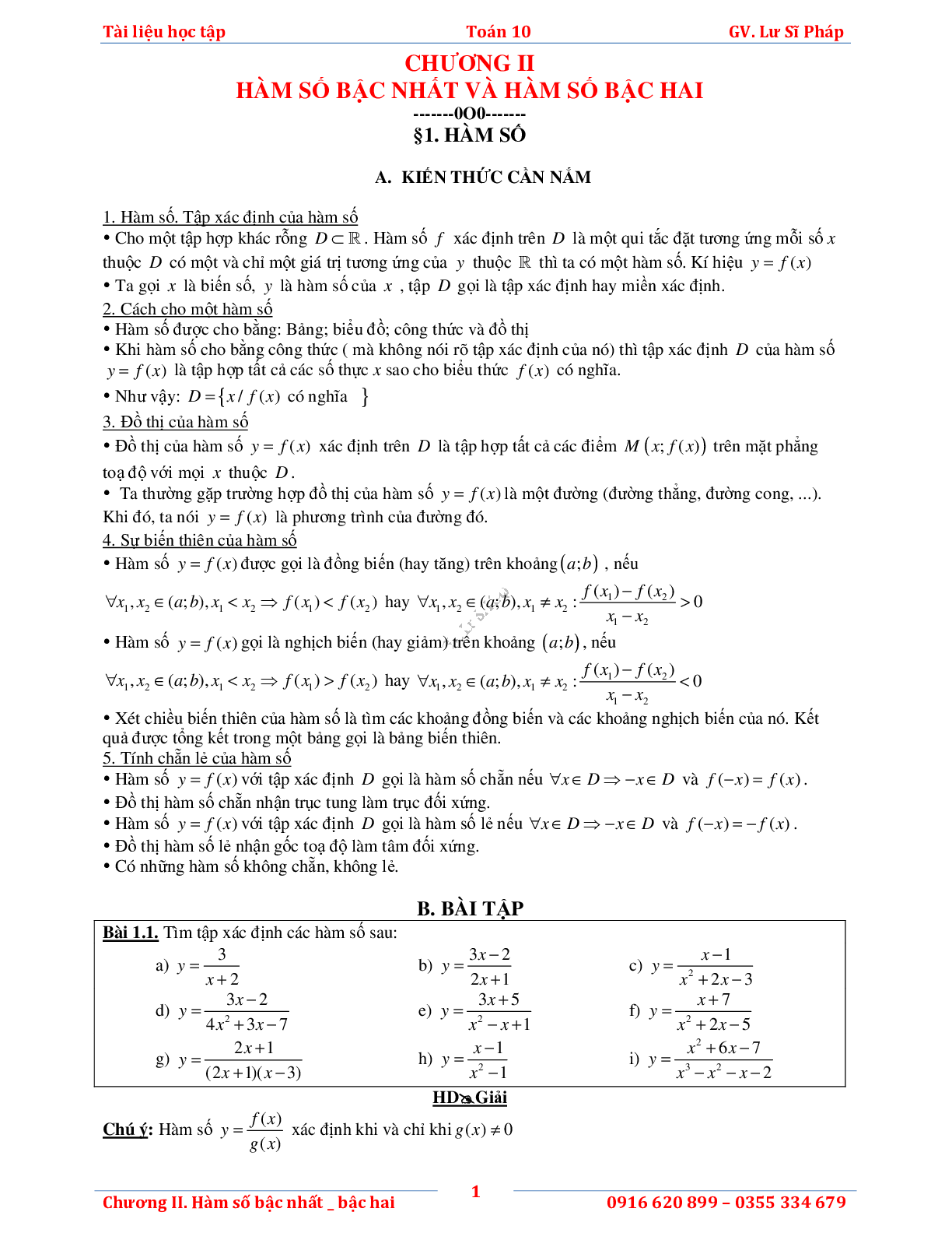 Tài liệu học tập hàm số bậc nhất và bậc hai (trang 5)