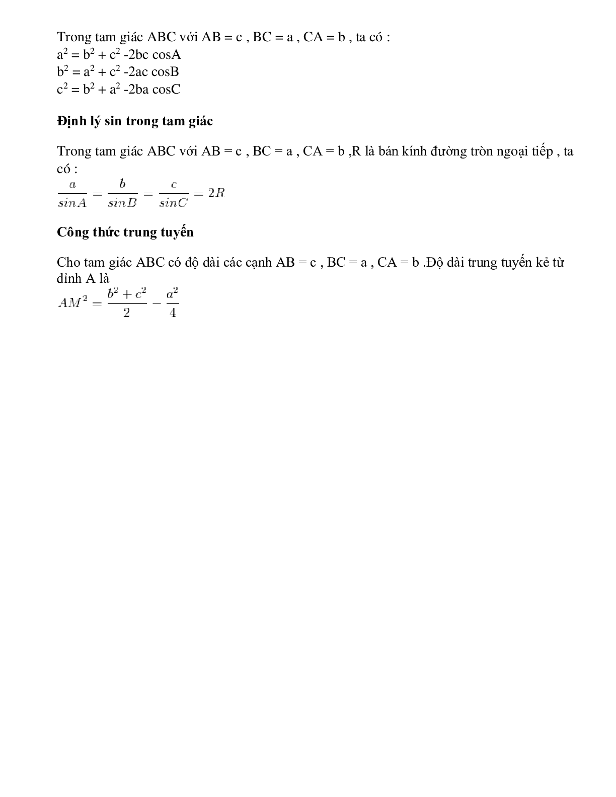 Hệ thức lượng trong tam giác vuông, tam giác thường (trang 2)