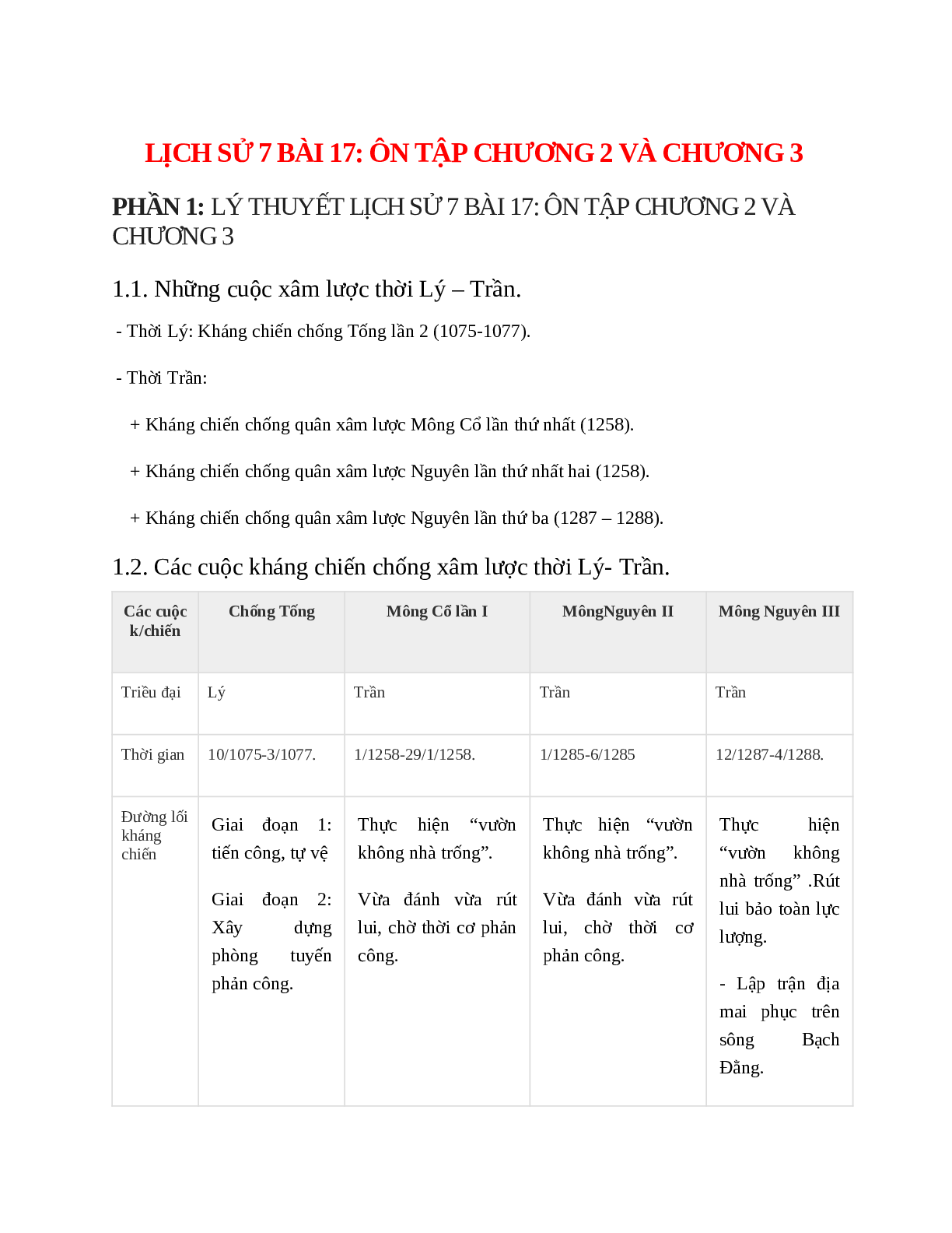 Lịch Sử 7 Bài 17 (Lý thuyết và trắc nghiệm): Ôn tập chương 2 và chương 3 (trang 1)