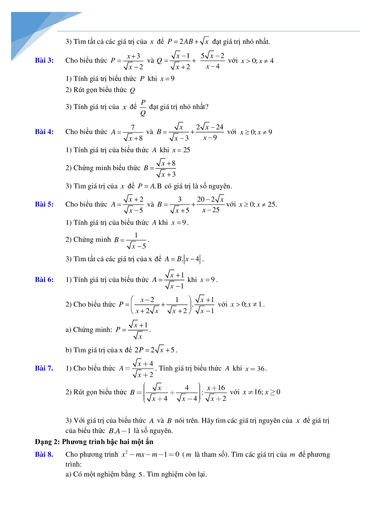Đề cương học kì 2 môn toán lớp 9 (trang 2)