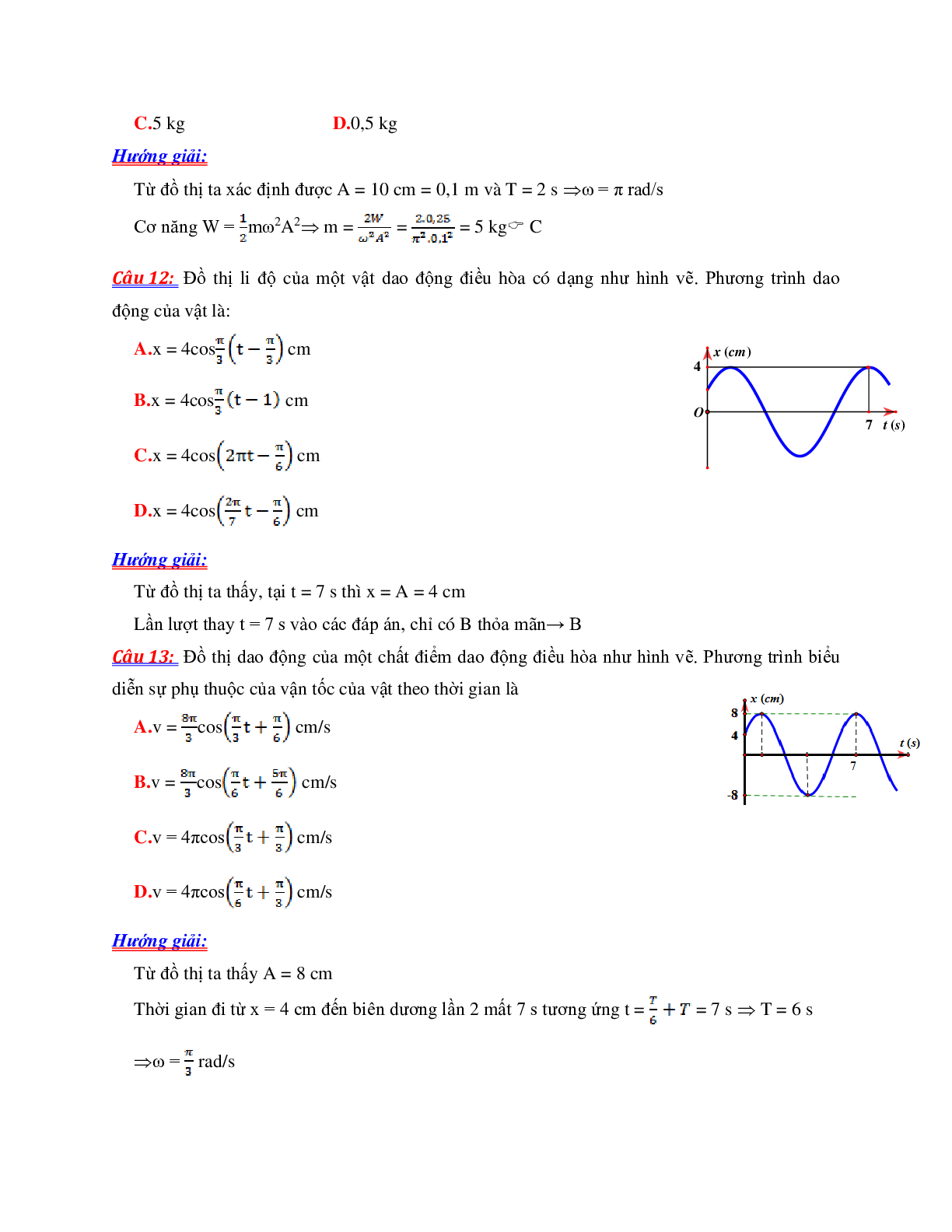 550 Bài tập đồ thị chương Dao động cơ học môn Vật lý lớp 12 (trang 4)