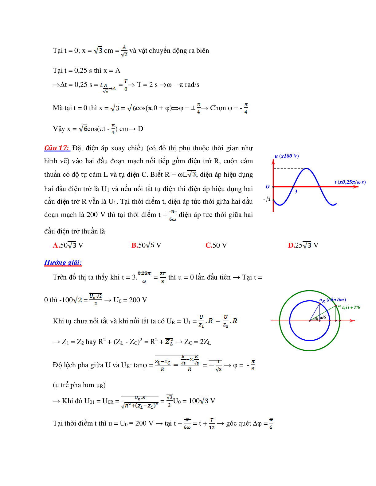 550 Bài tập đồ thị chương Dao động cơ học môn Vật lý lớp 12 (trang 6)