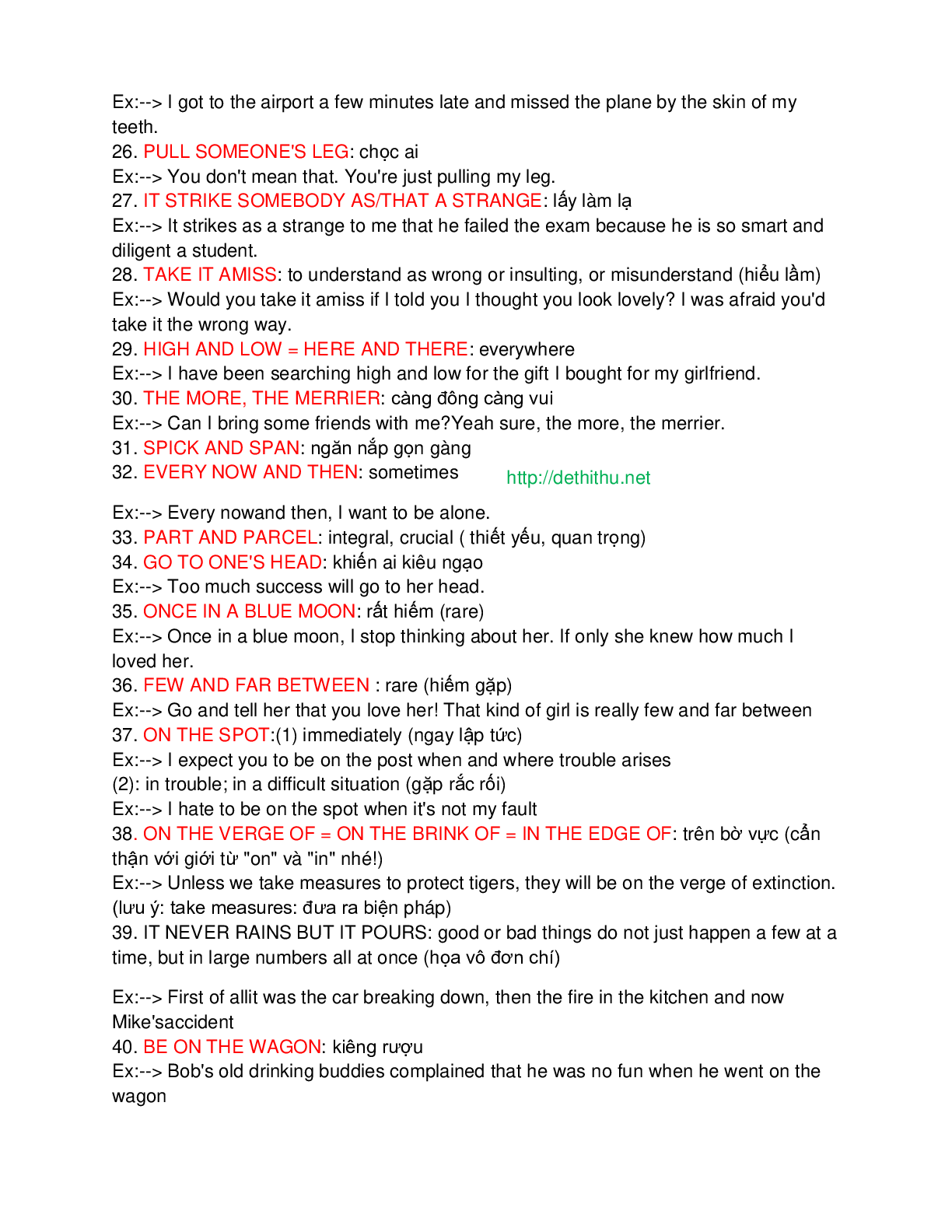 100 idioms quan trọng thường gặp trong đề thi đại học môn Tiếng Anh (trang 3)