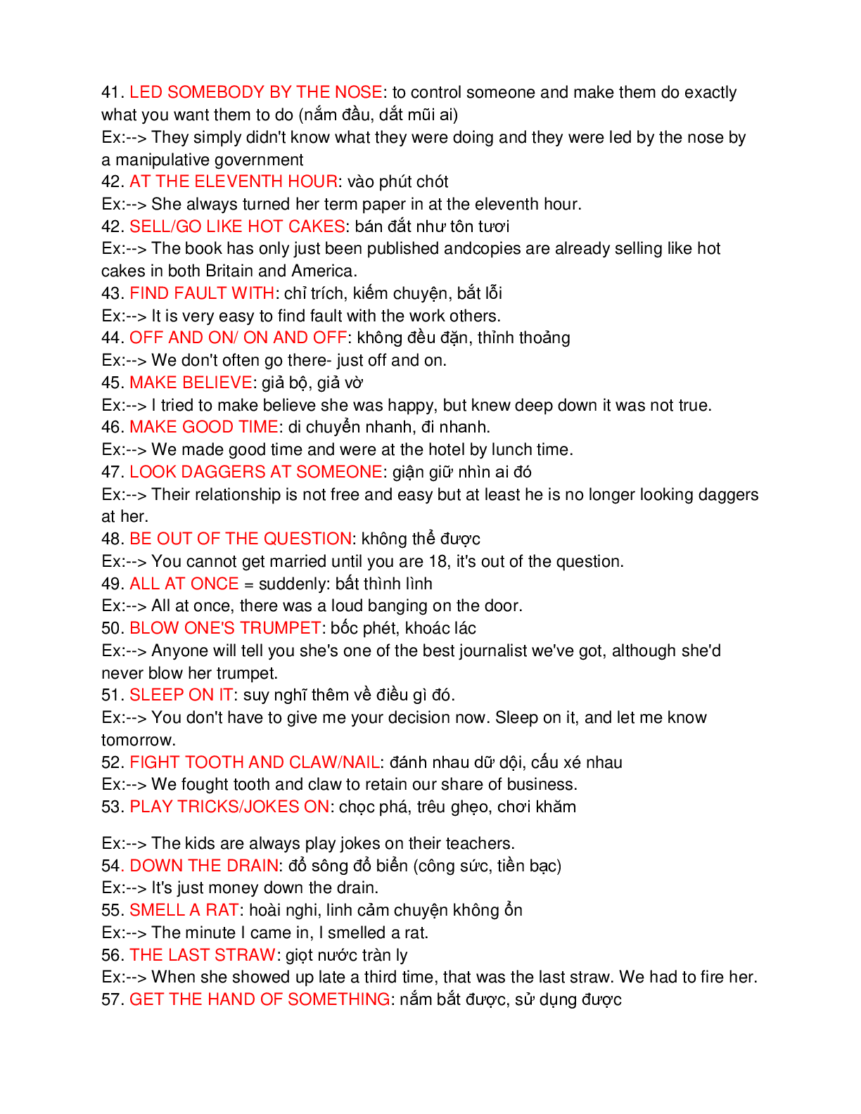 100 idioms quan trọng thường gặp trong đề thi đại học môn Tiếng Anh (trang 4)