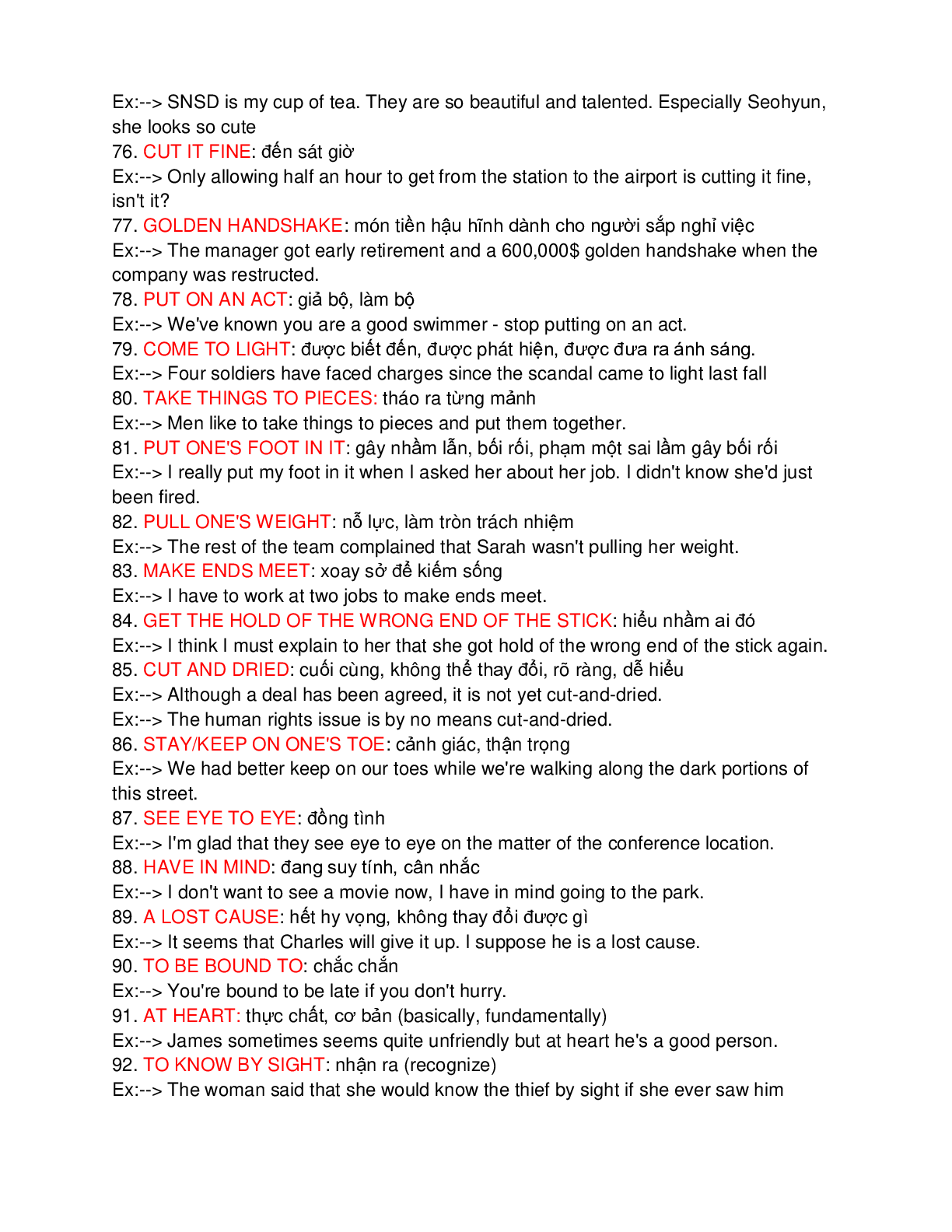 100 idioms quan trọng thường gặp trong đề thi đại học môn Tiếng Anh (trang 6)