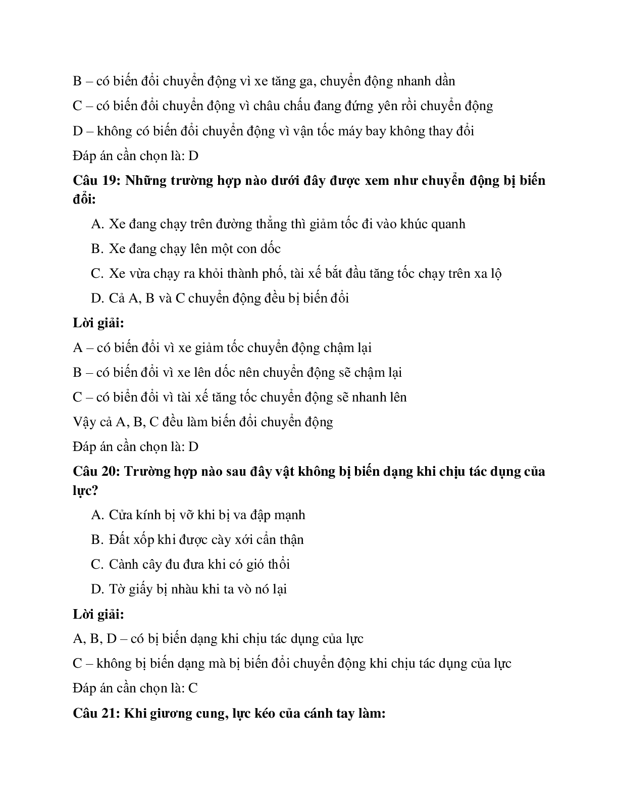 Trắc nghiệm Vật lý 6 Bài 7 có đáp án: Bài tập Tác dụng của lực (trang 9)