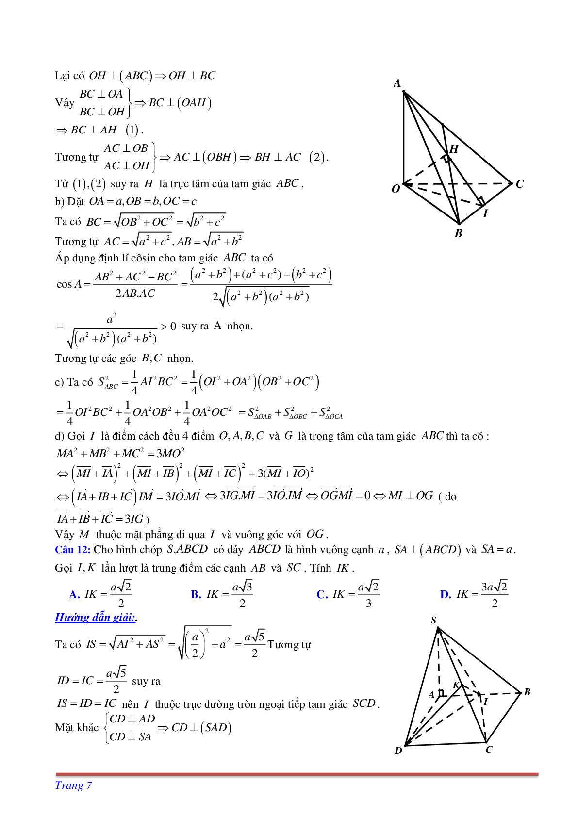 Phương pháp giải và bài tập về Cách tìm thiết diện liên quan đến vuông góc có đáp án (trang 7)