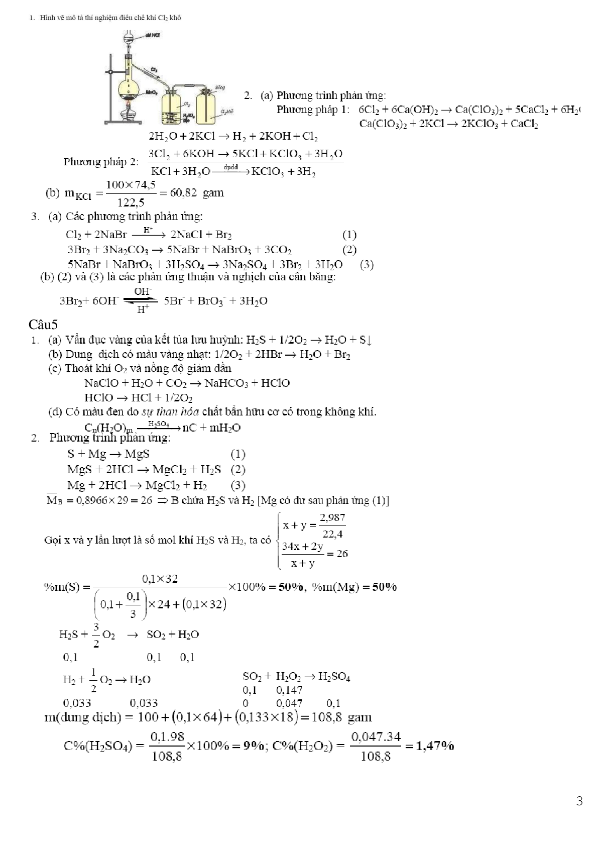 Bài tập về hóa học vô cơ dành cho HSG lớp 9 có đáp án, chọn lọc (trang 3)