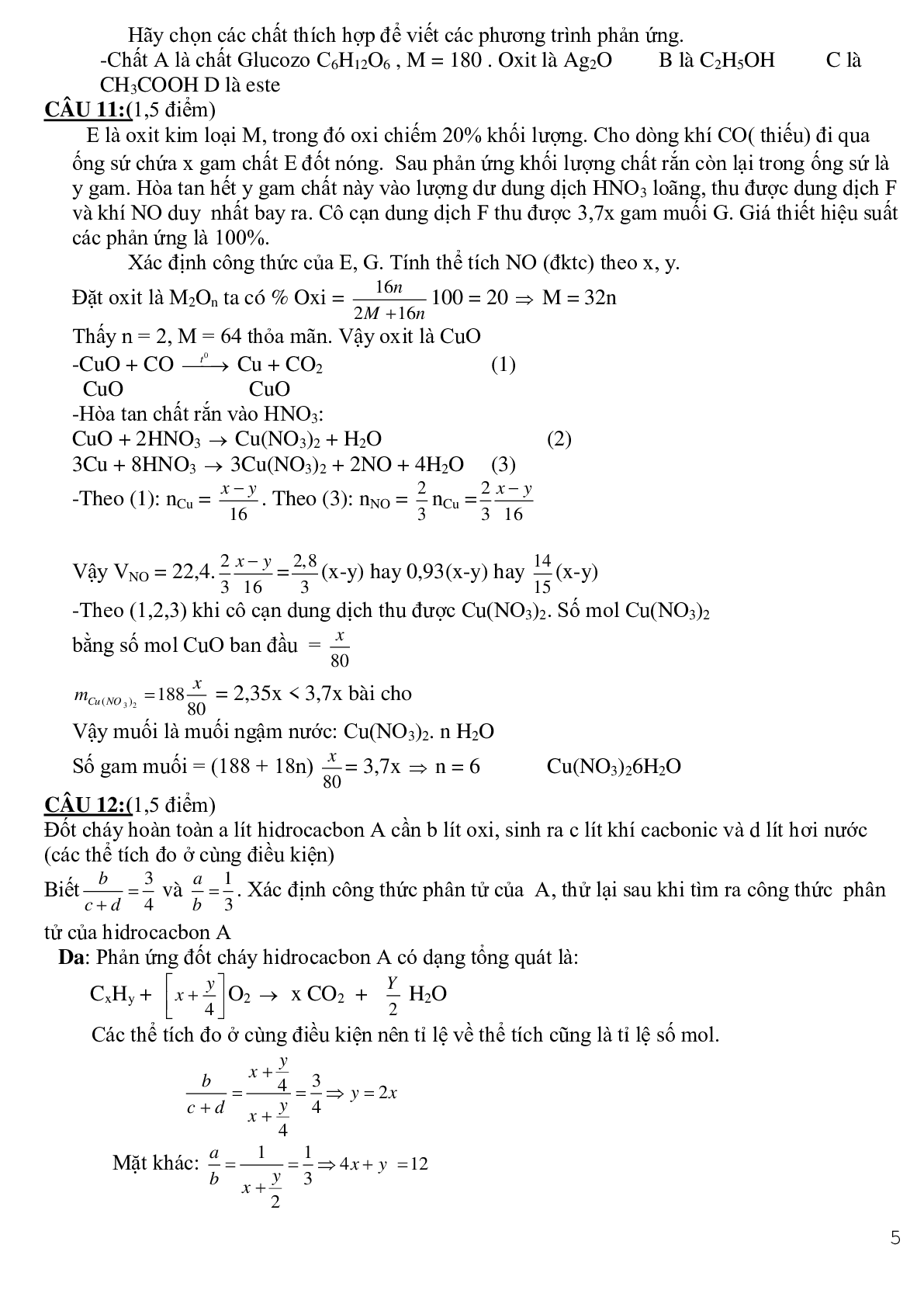 Bài tập về hóa học vô cơ dành cho HSG lớp 9 có đáp án, chọn lọc (trang 5)