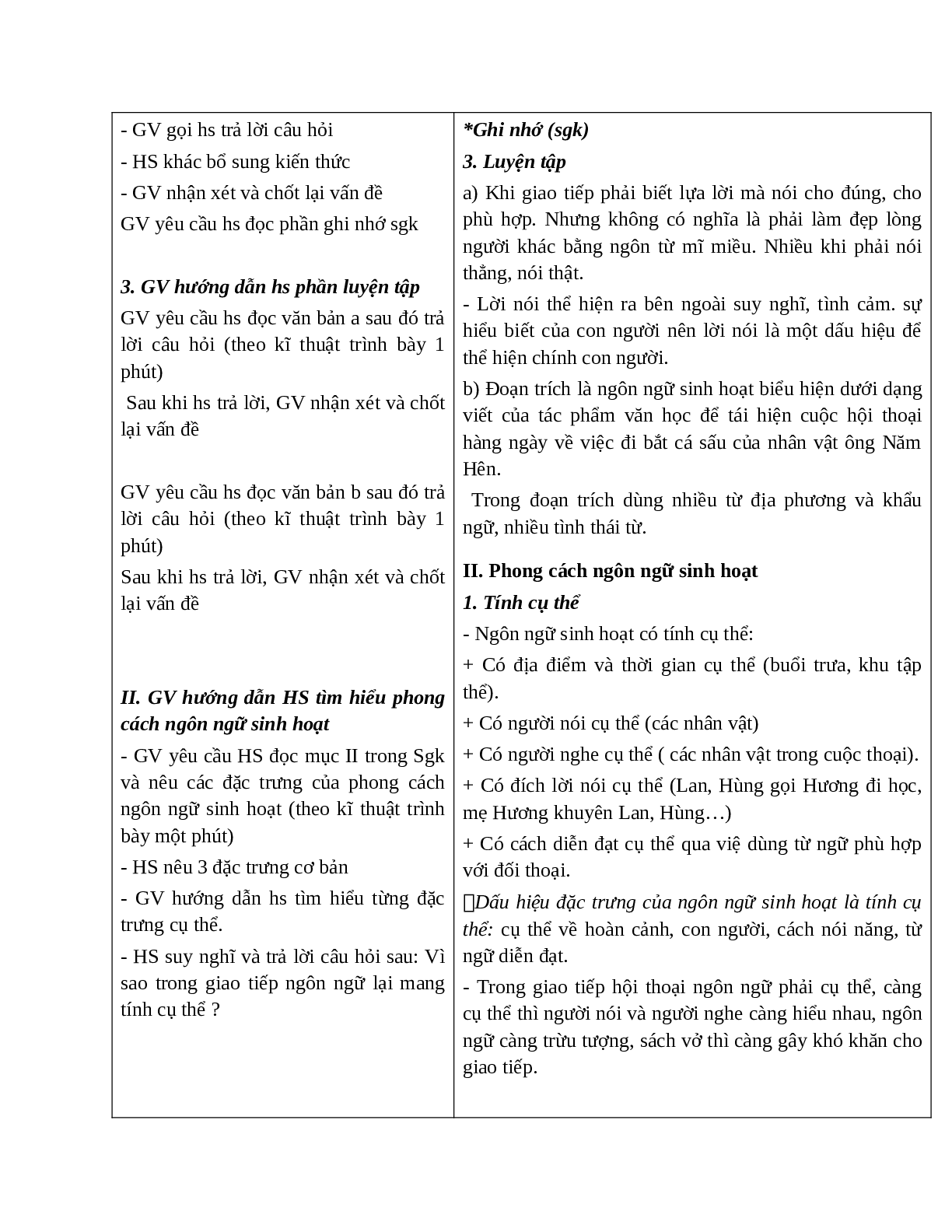 Giáo án Ngữ văn 10 tập 1 bài Phong cách ngôn ngữ sinh hoạt mới nhất (trang 3)